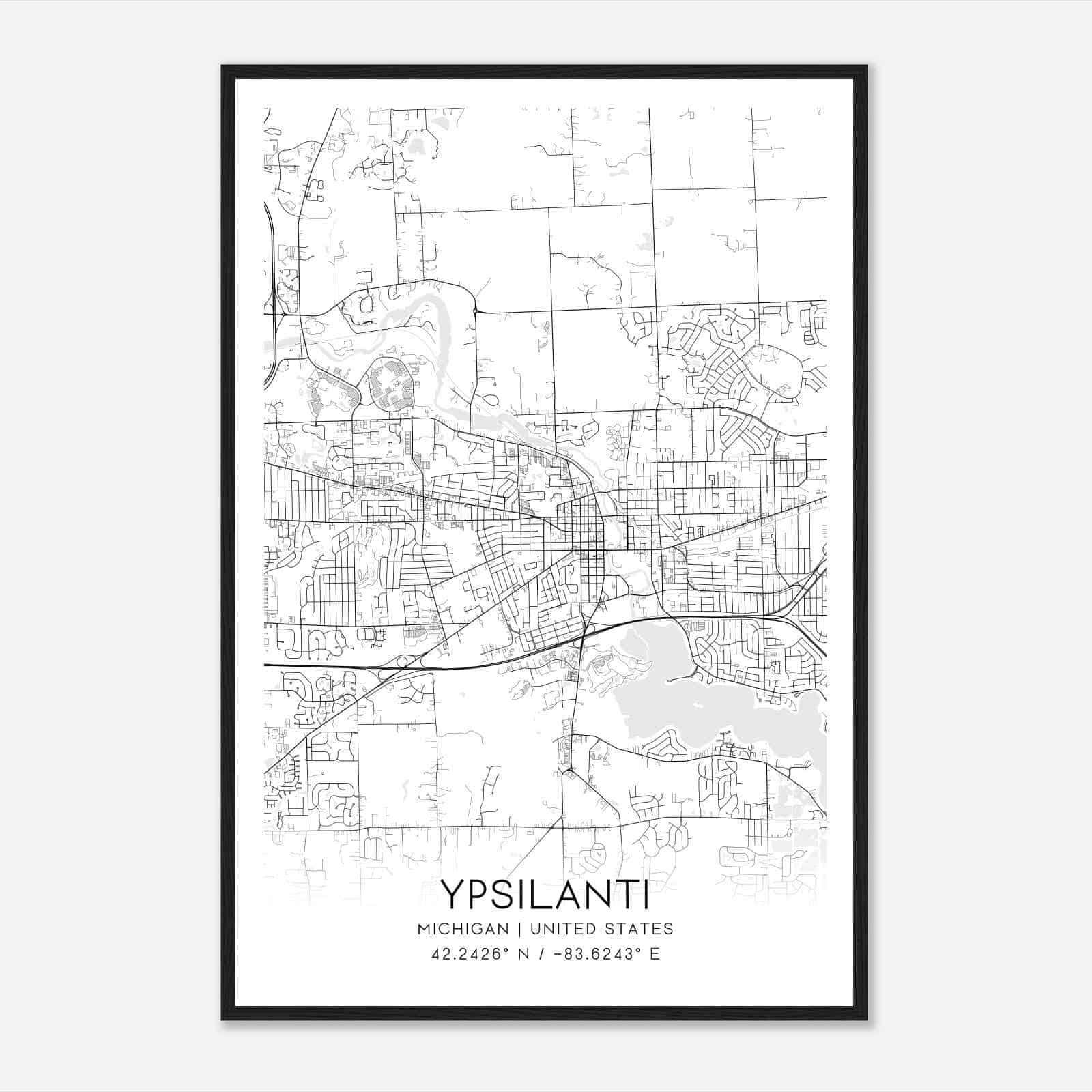 Ypsilanti Michigan Map Poster, Modern Home Decor Wall Art Print