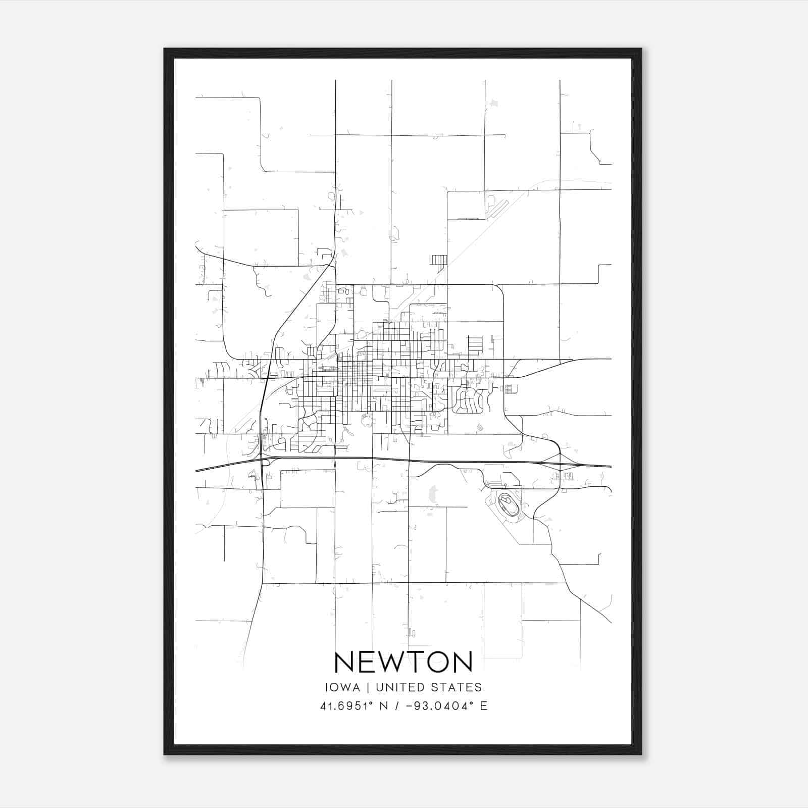 Newton Iowa Map Poster, Modern Home Decor Wall Art Print