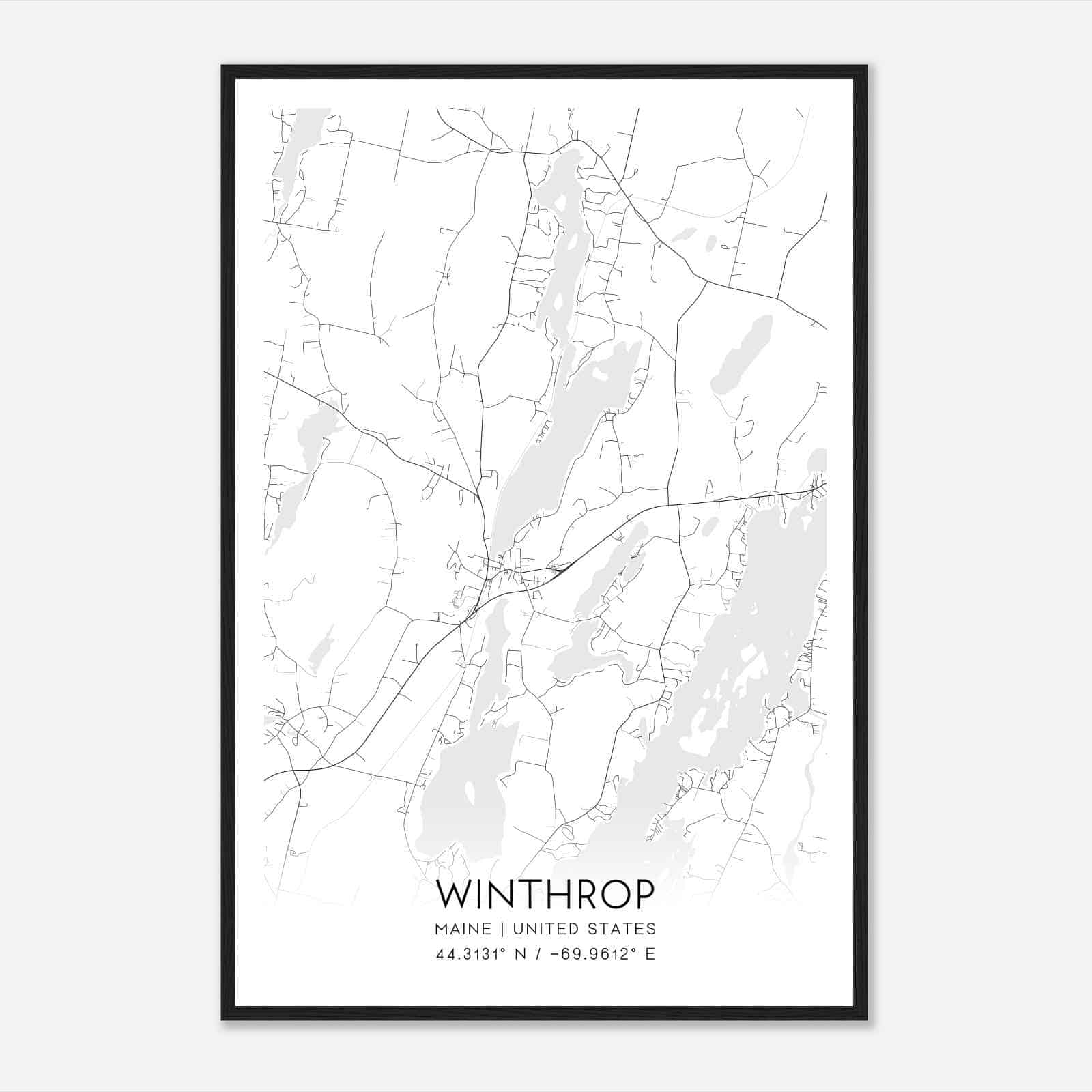Winthrop Maine Map Poster, Modern Home Decor Wall Art Print Winthrop Maine Map Poster, Modern Home Decor Wall Art Print