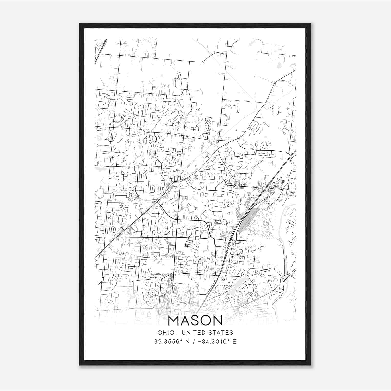 Mason Ohio Map Poster, Modern Home Decor Wall Art Print Mason Ohio Map Poster, Modern Home Decor Wall Art Print