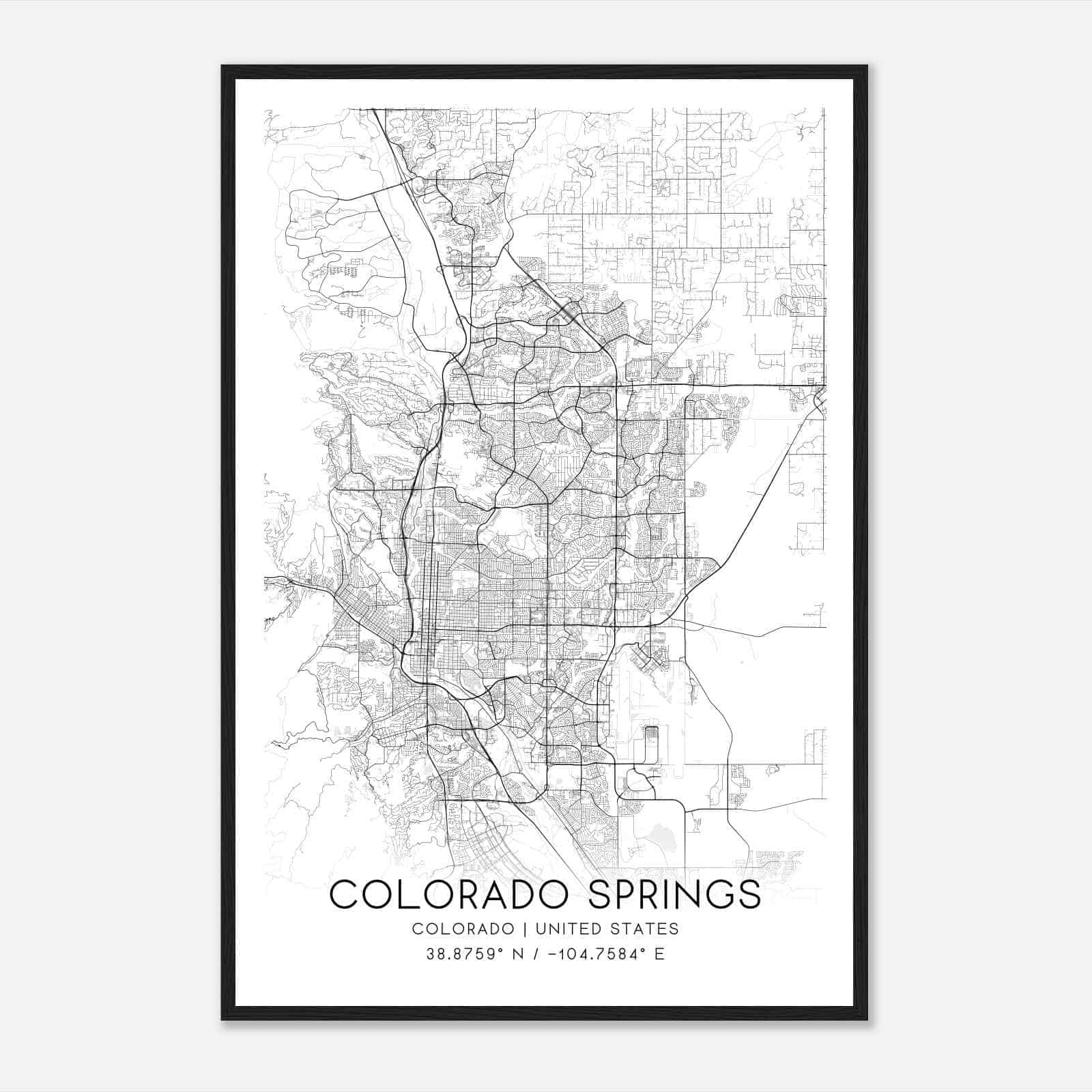 Colorado Springs Colorado Map Poster, Modern Home Decor Wall Art Print