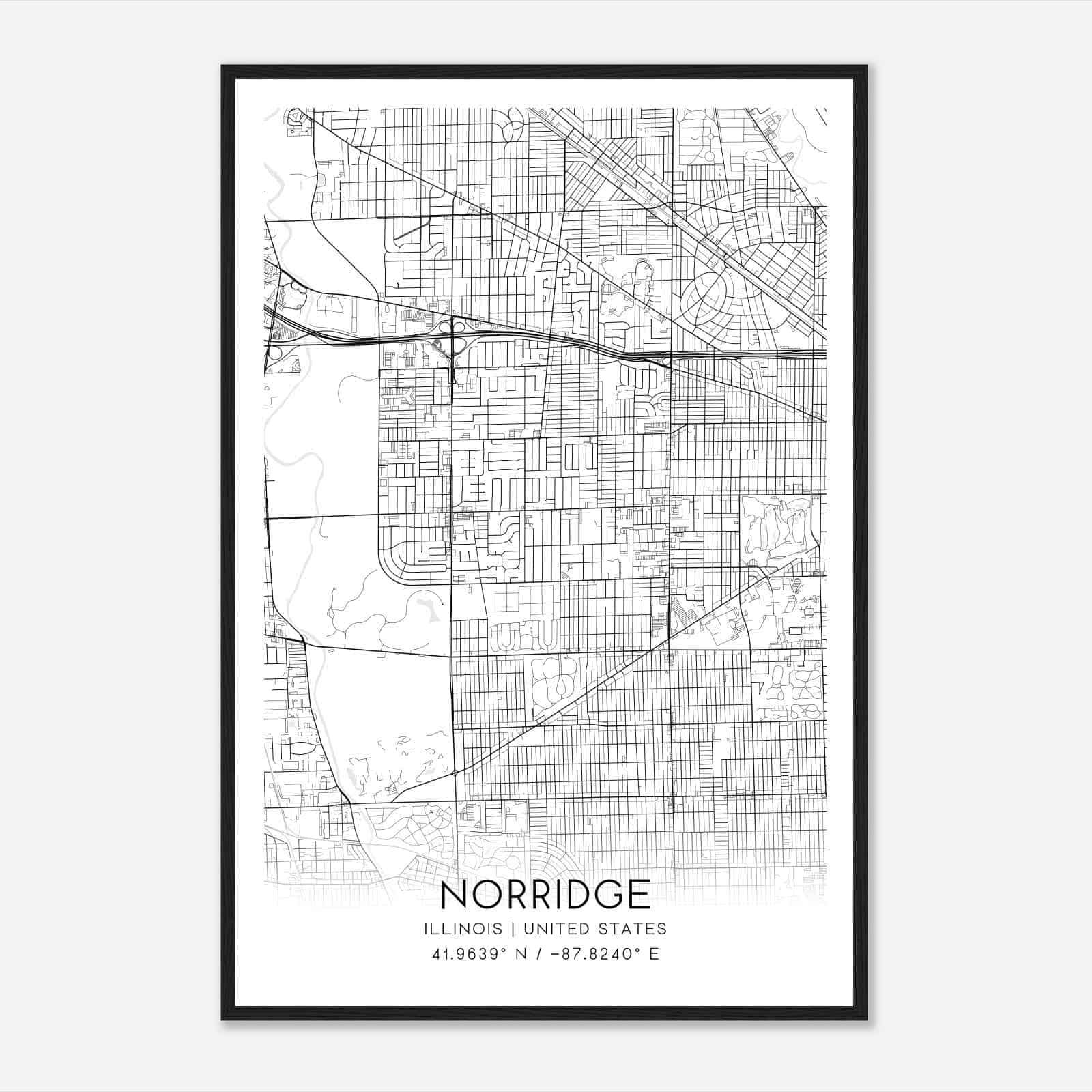 Norridge Illinois Map Poster, Modern Home Decor Wall Art Print