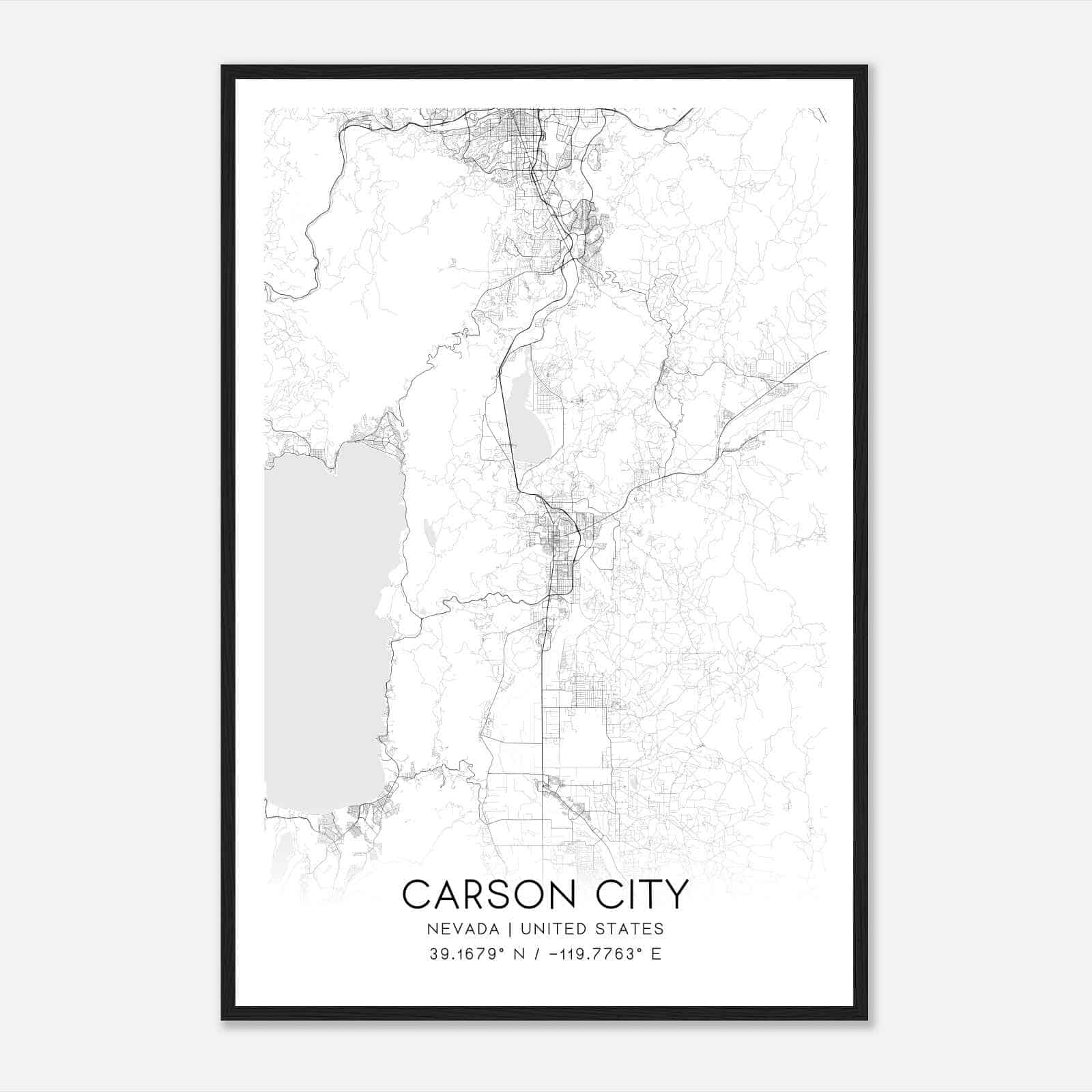Carson City Nevada Map Poster, Modern Home Decor Wall Art Print