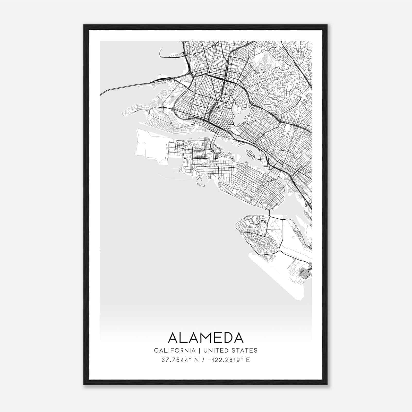Alameda California Map Poster, Modern Home Decor Wall Art Print