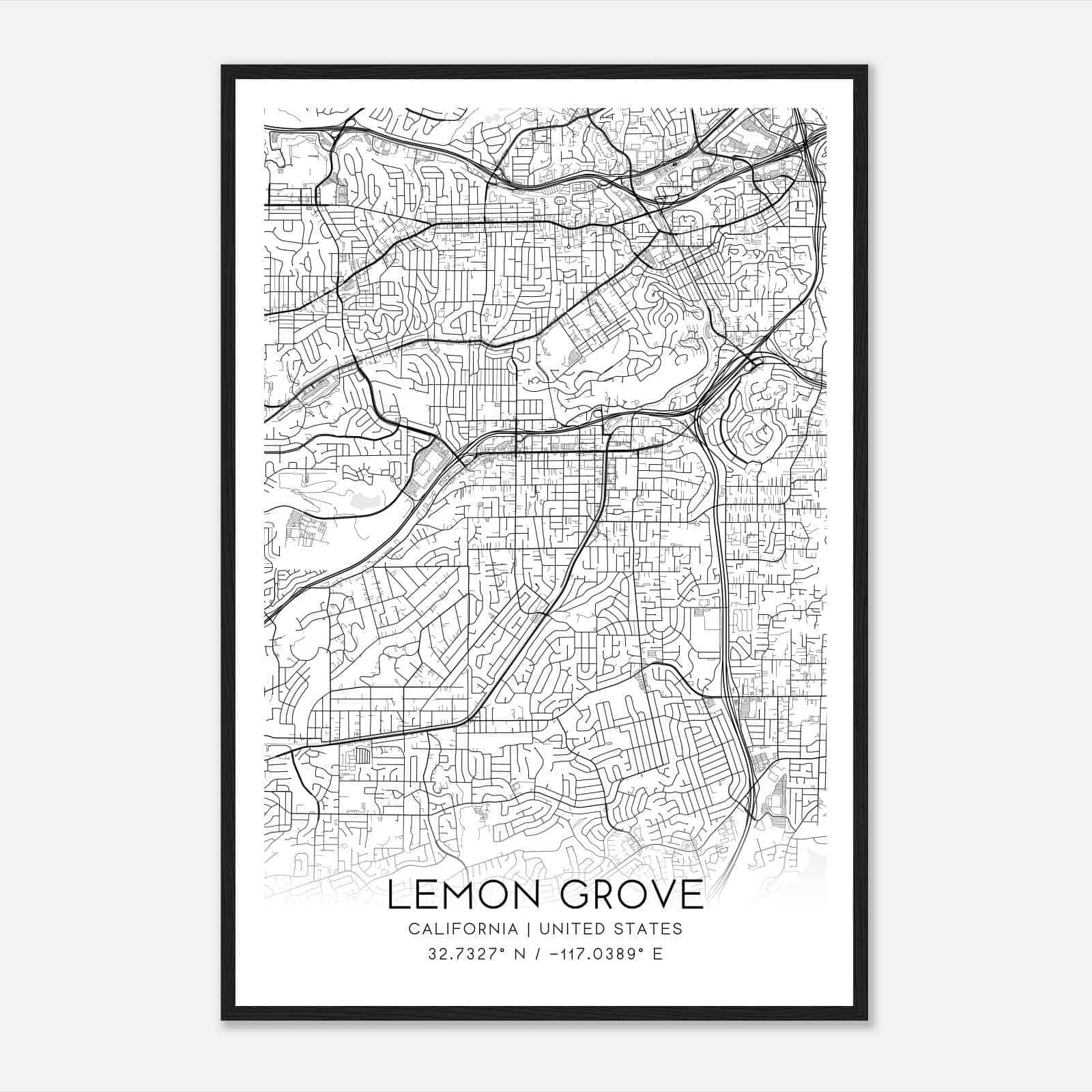 Lemon Grove California Map Poster, Modern Home Decor Wall Art Print Lemon Grove California Map Poster, Modern Home Decor Wall Art Print