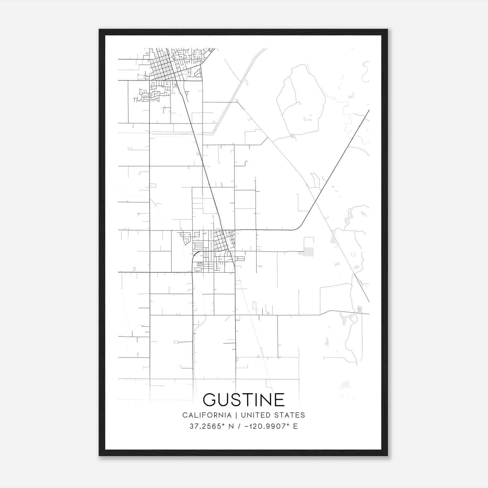Gustine California Map Poster, Modern Home Decor Wall Art Print
