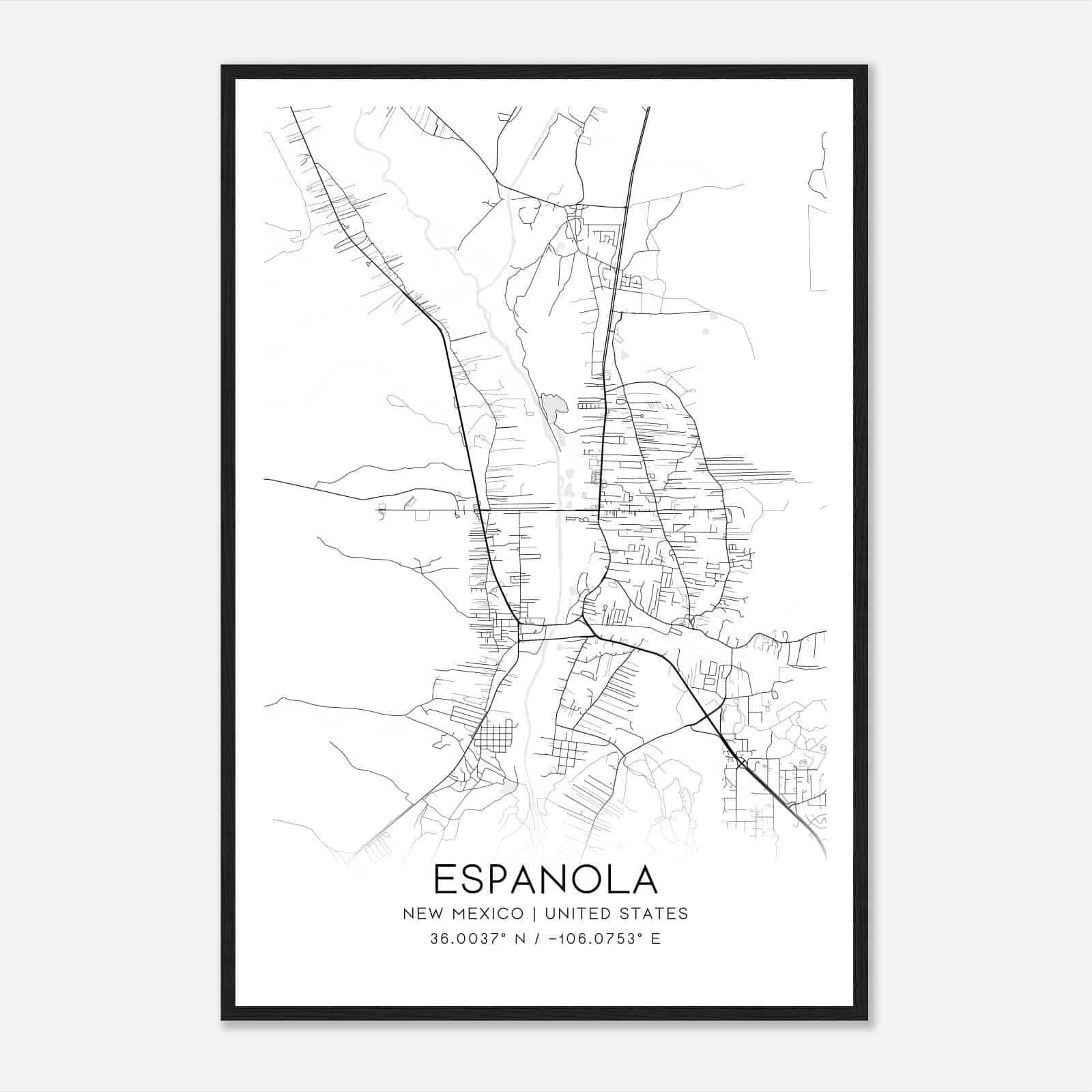 Espanola New Mexico Map Poster, Modern Home Decor Wall Art Print