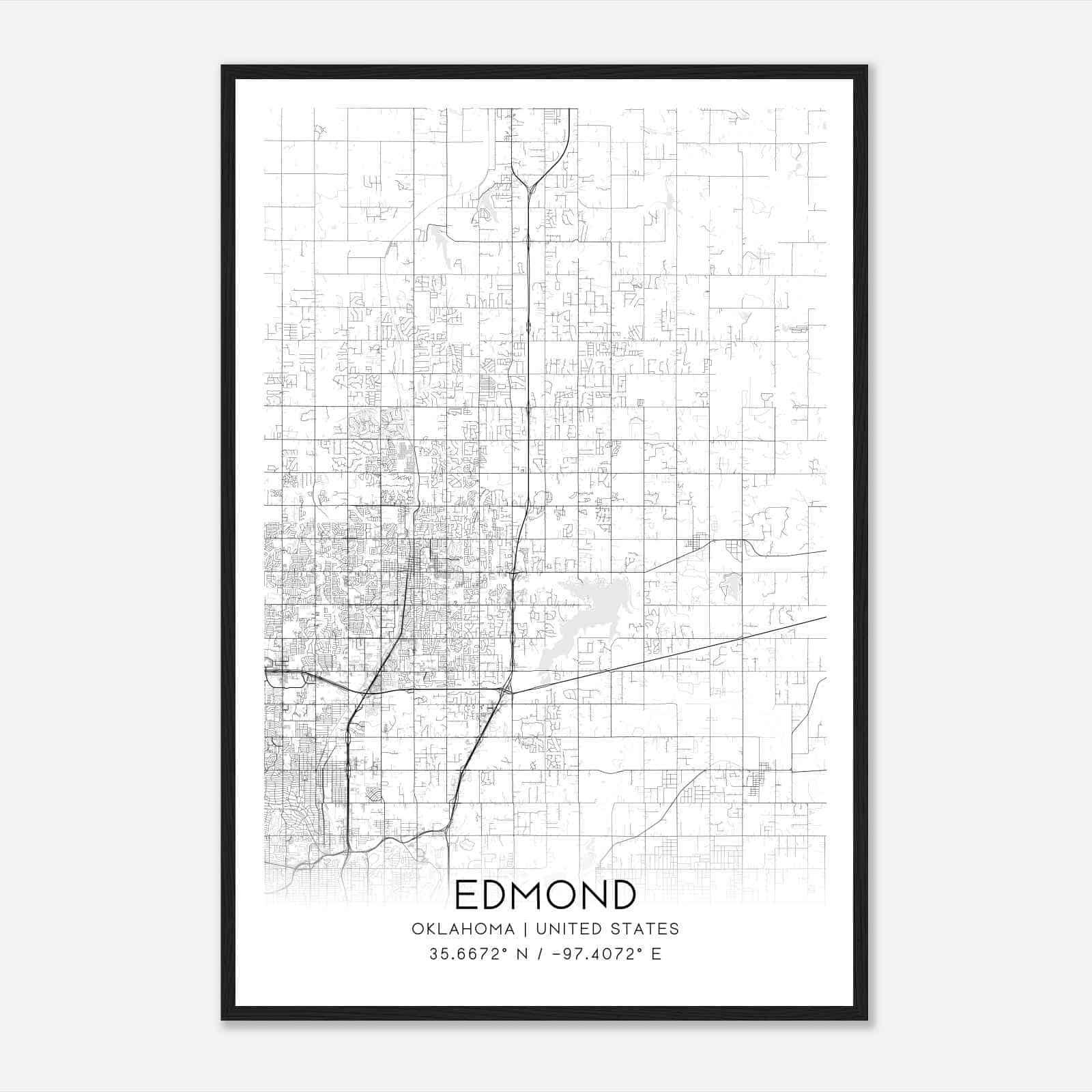 Edmond Oklahoma Map Poster, Modern Home Decor Wall Art Print