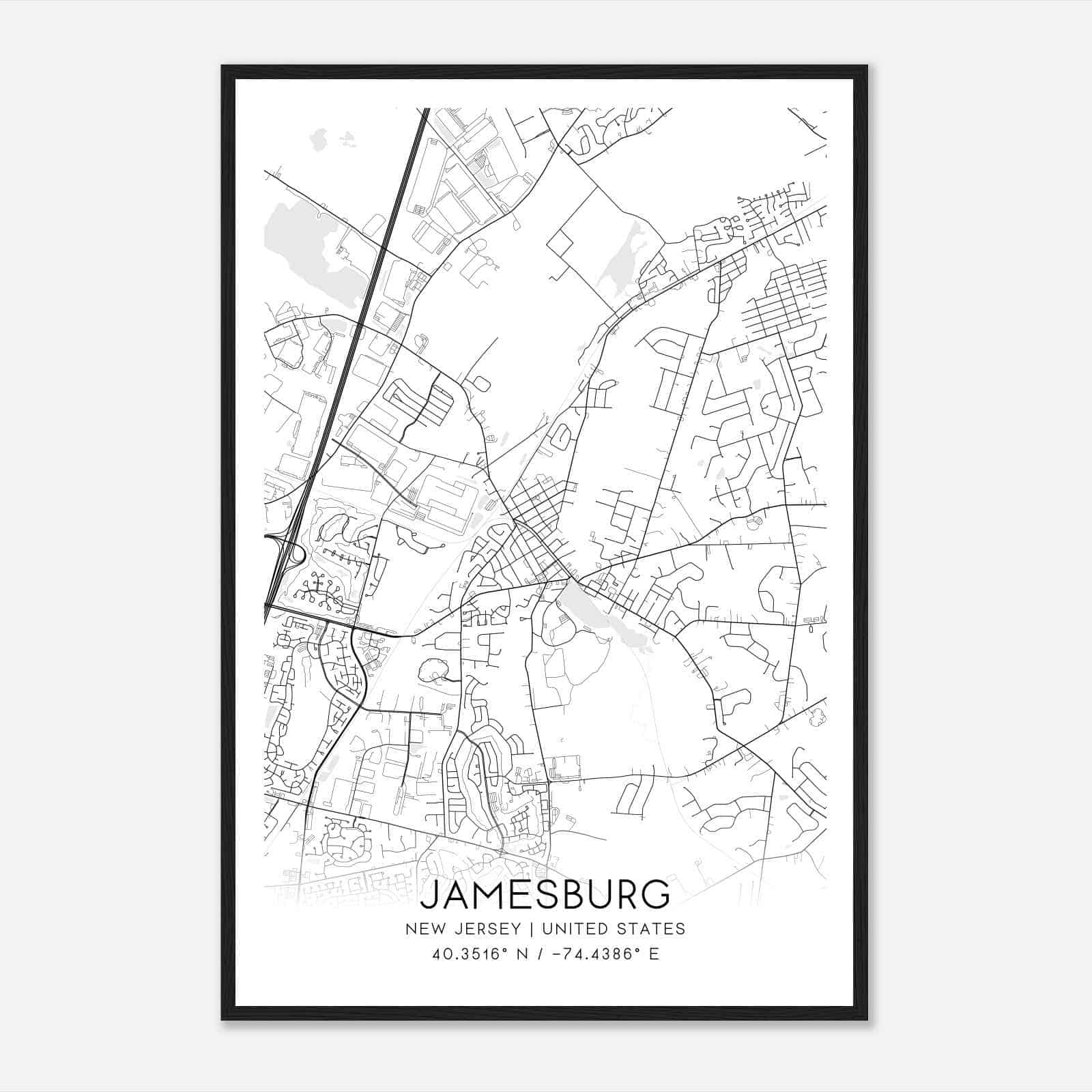 Jamesburg New Jersey Map Poster, Modern Home Decor Wall Art Print