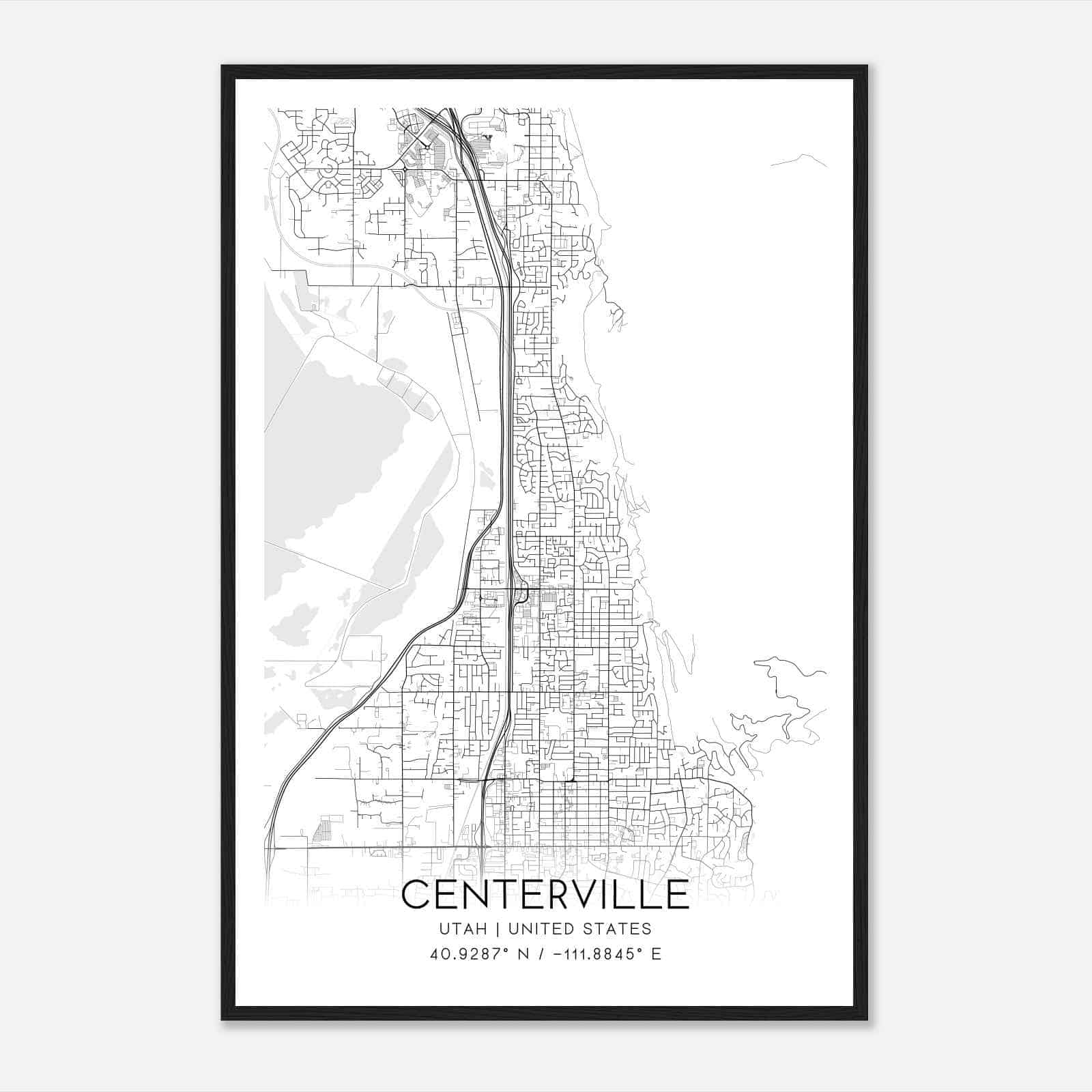 Centerville Utah Map Poster, Modern Home Decor Wall Art Print