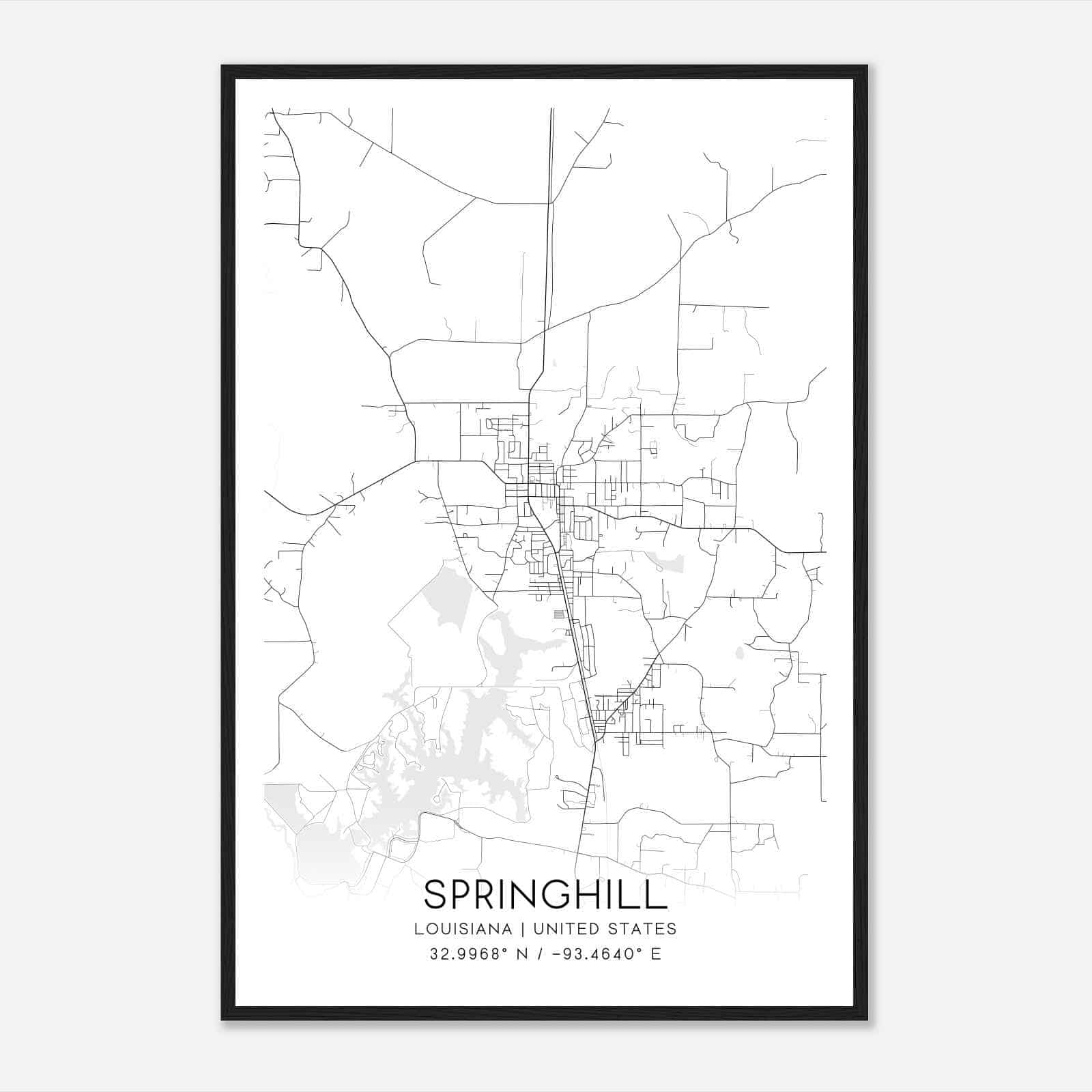 Springhill Louisiana Map Poster, Modern Home Decor Wall Art Print Springhill Louisiana Map Poster, Modern Home Decor Wall Art Print