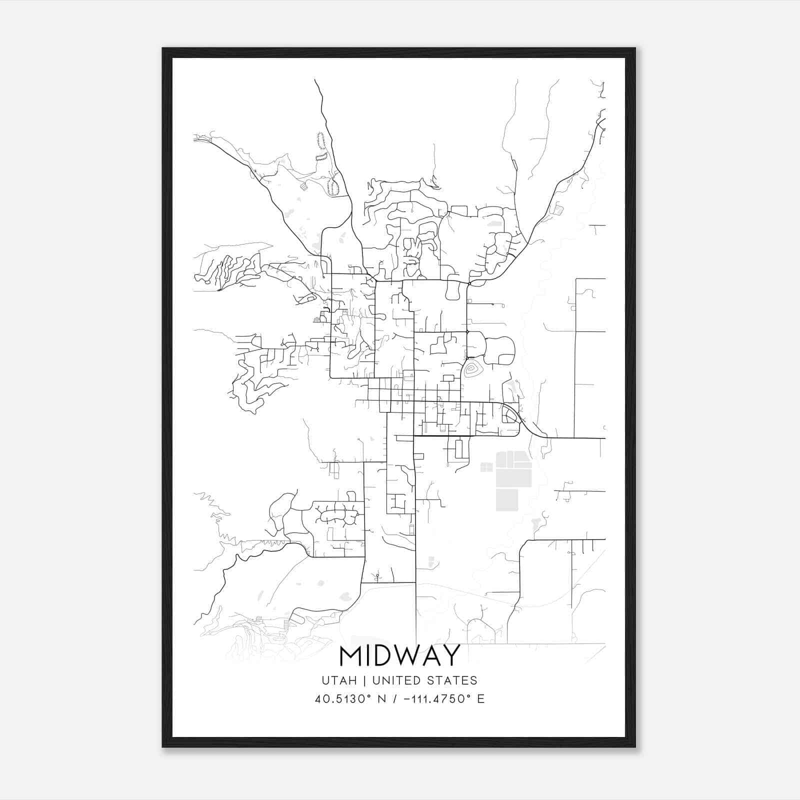 Midway Utah Map Poster, Modern Home Decor Wall Art Print