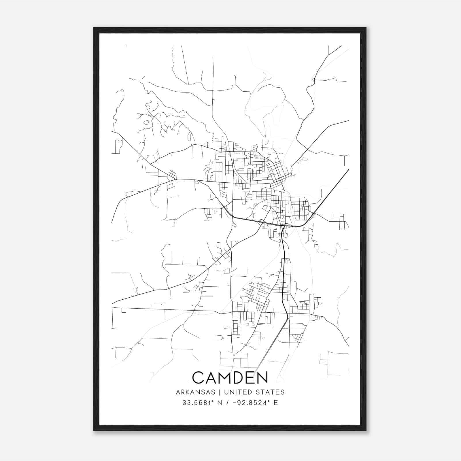 Camden Arkansas Map Poster, Modern Home Decor Wall Art Print