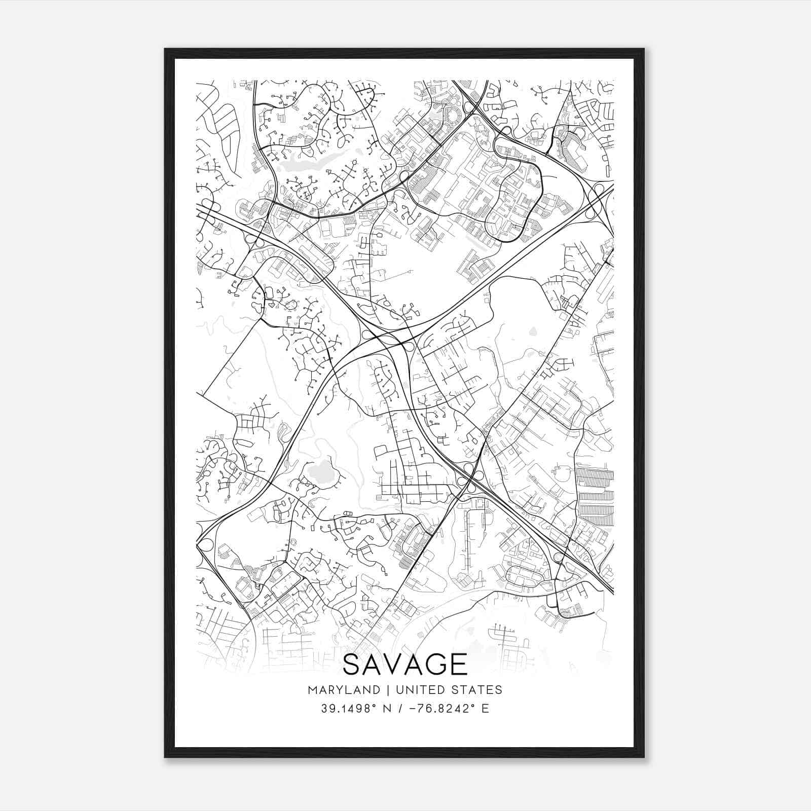 Savage Maryland Map Poster, Modern Home Decor Wall Art Print