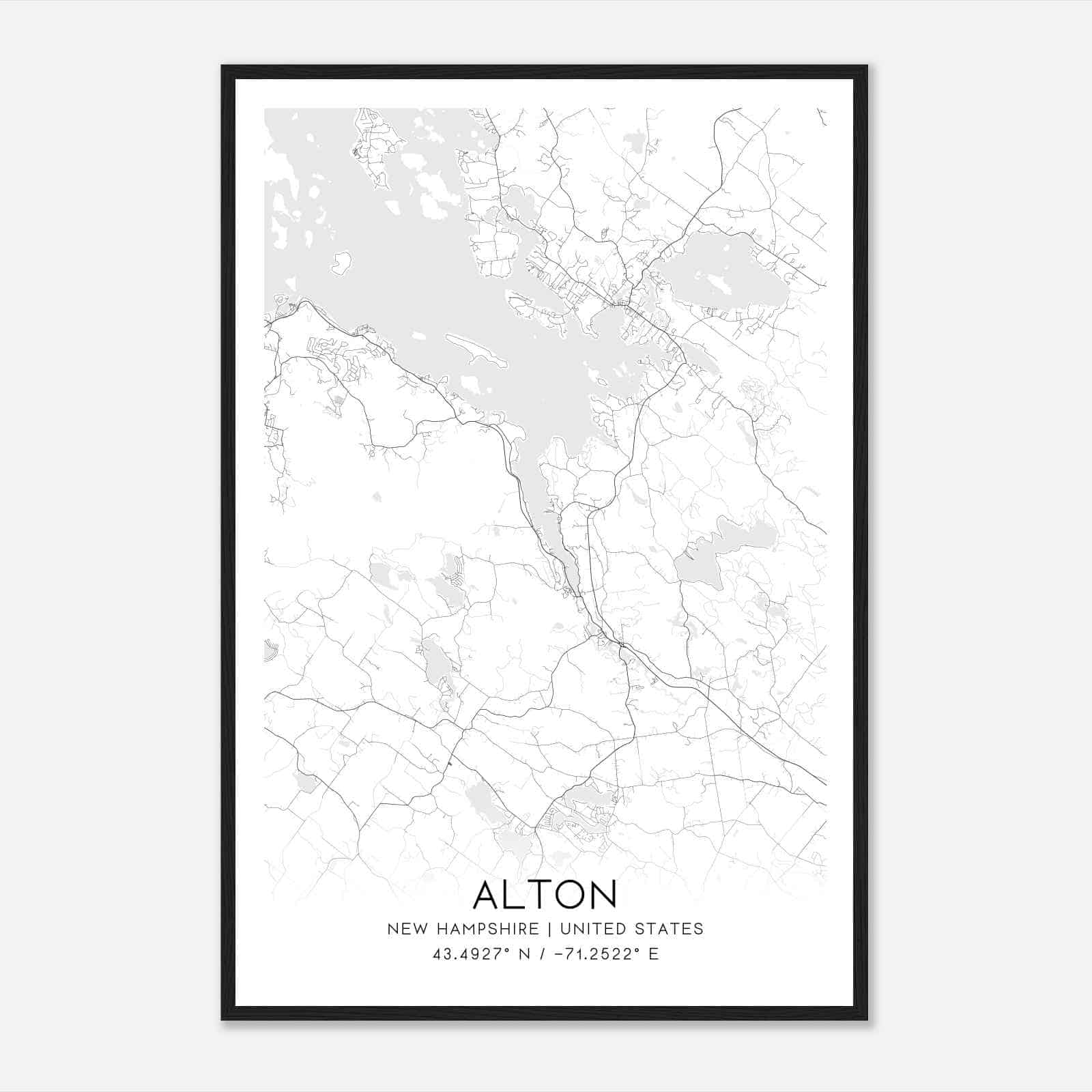 Alton New Hampshire Map Poster, Modern Home Decor Wall Art Print