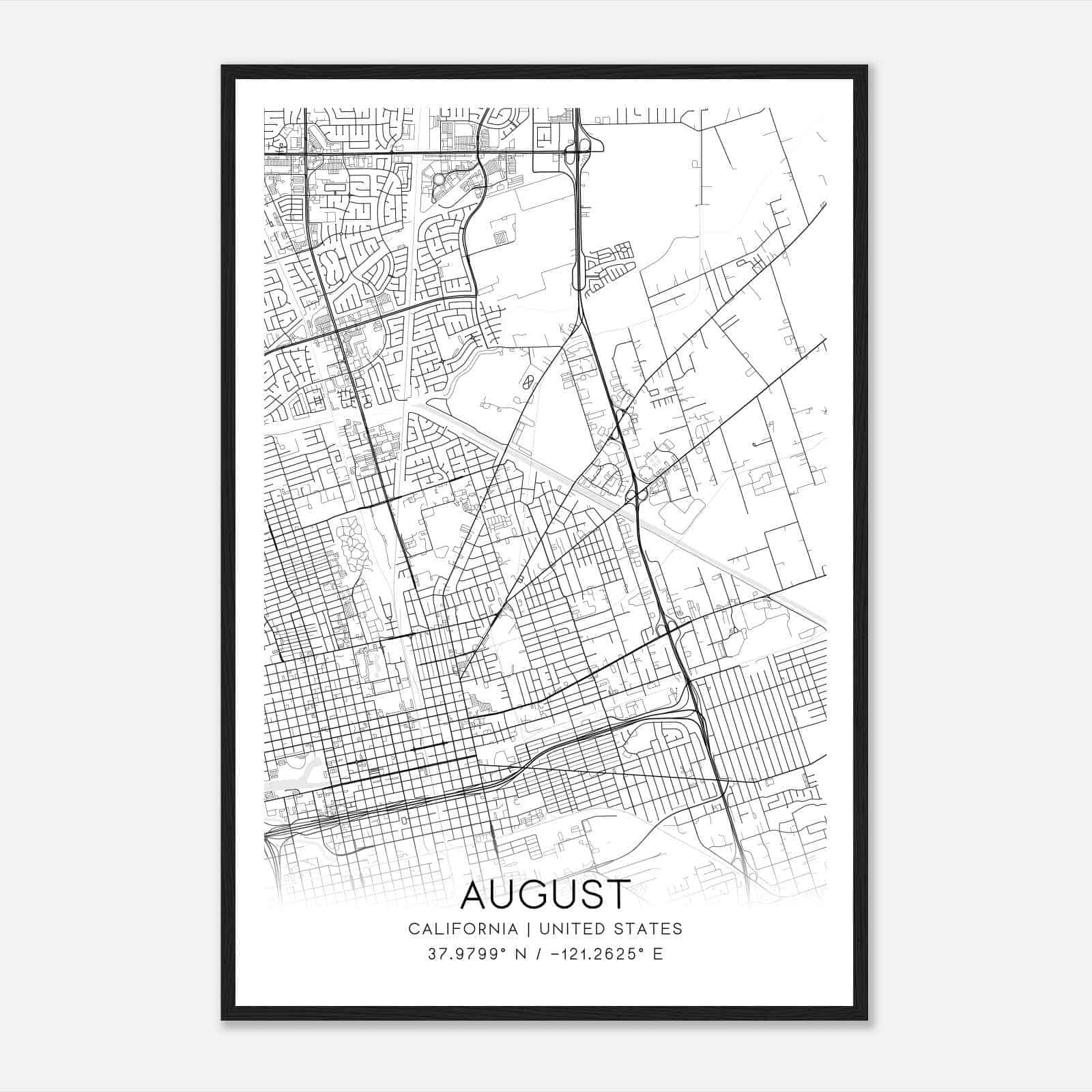August California Map Poster, Modern Home Decor Wall Art Print