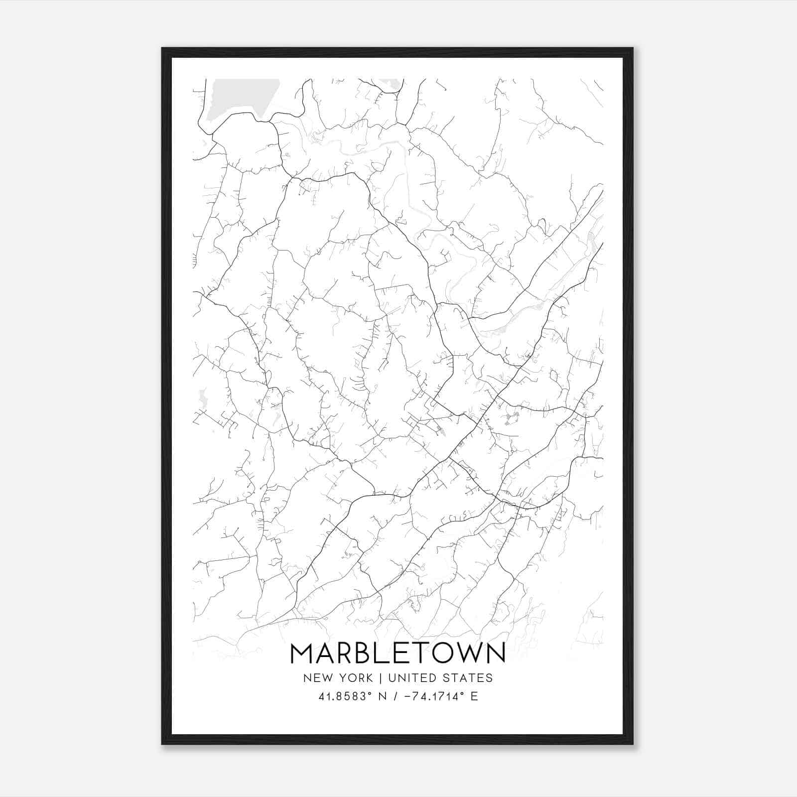 Marbletown New York Map Poster, Modern Home Decor Wall Art Print