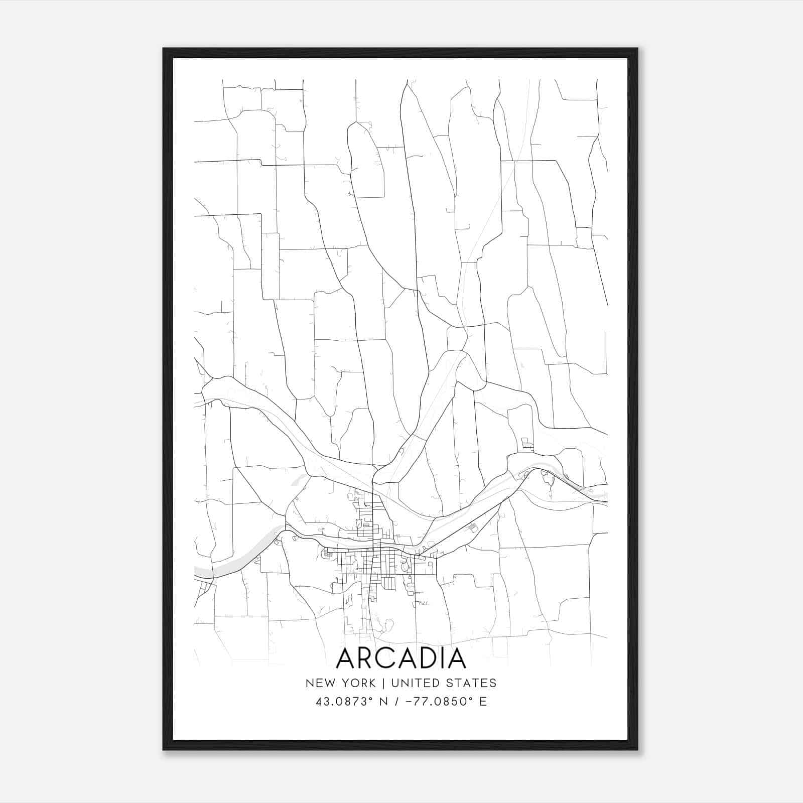 Arcadia New York Map Poster, Modern Home Decor Wall Art Print
