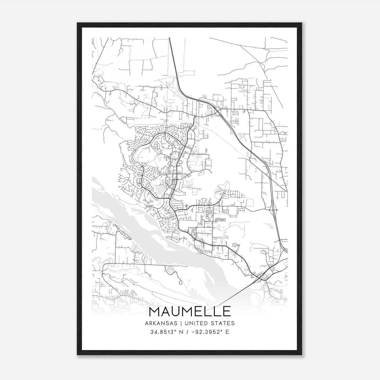 Maumelle Arkansas Map Poster, Modern Home Decor Wall Art Print