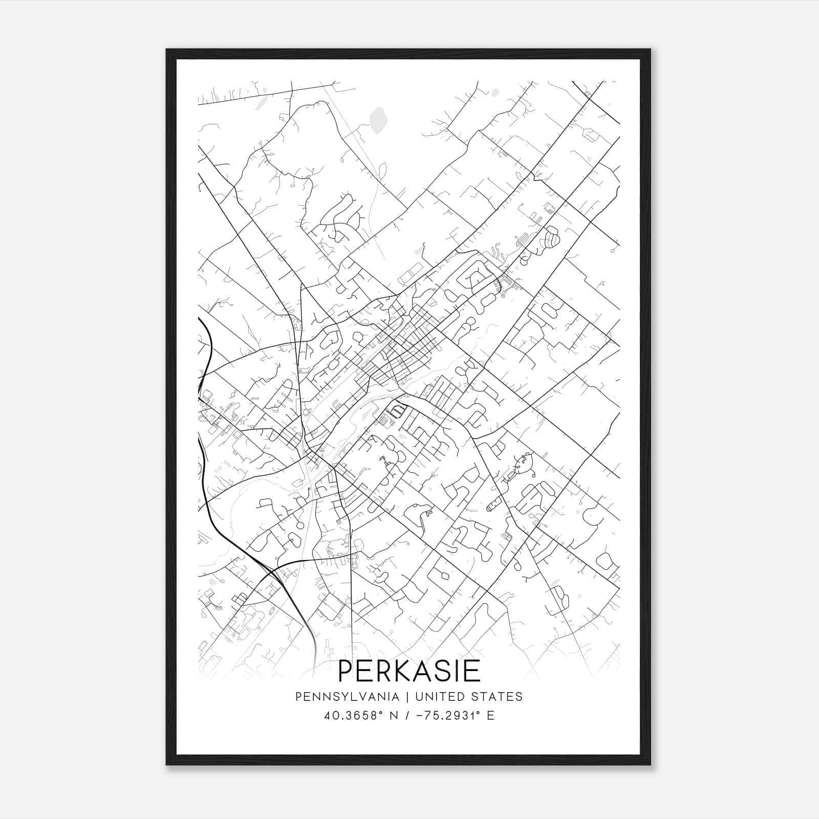 Perkasie Pennsylvania Map Poster, Modern Home Decor Wall Art Print Perkasie Pennsylvania Map Poster, Modern Home Decor Wall Art Print