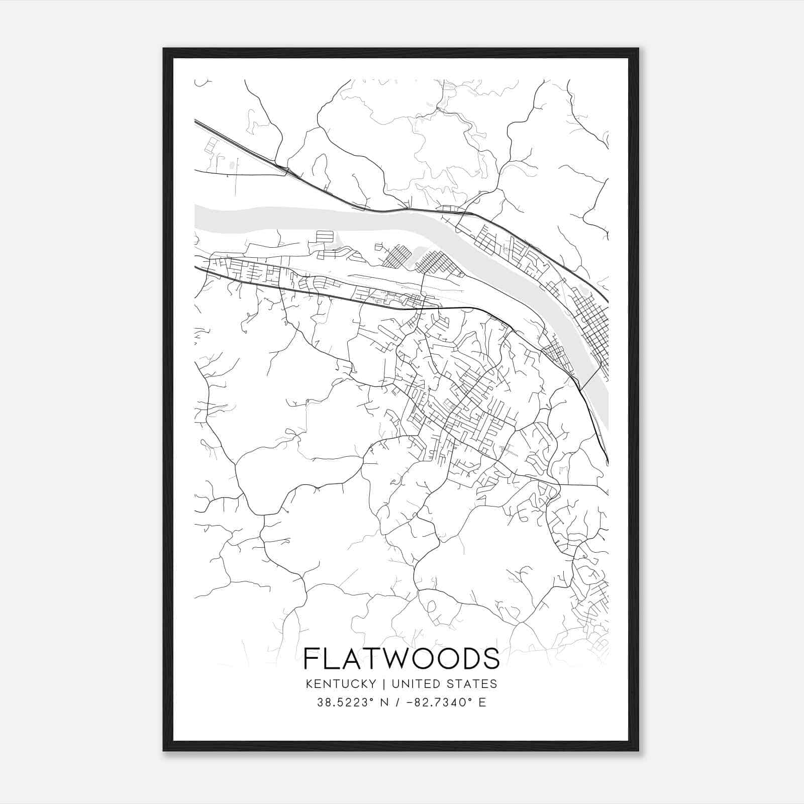 Flatwoods Kentucky Map Poster, Modern Home Decor Wall Art Print