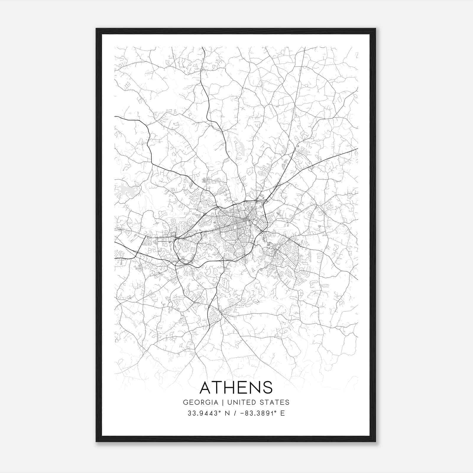 Athens Georgia Map Poster, Modern Home Decor Wall Art Print