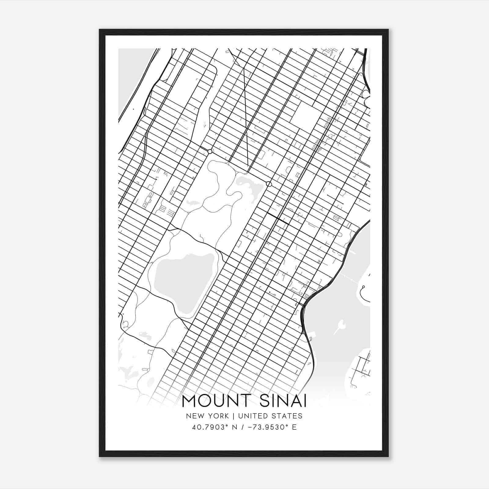Mount Sinai New York Map Poster, Modern Home Decor Wall Art Print