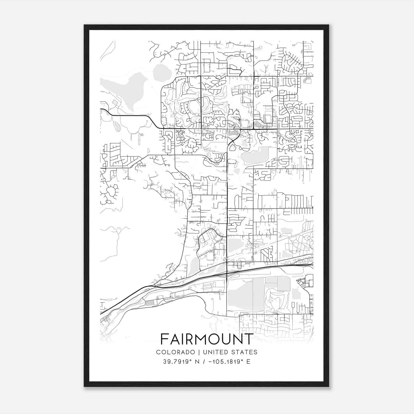 Fairmount Colorado Map Poster, Modern Home Decor Wall Art Print