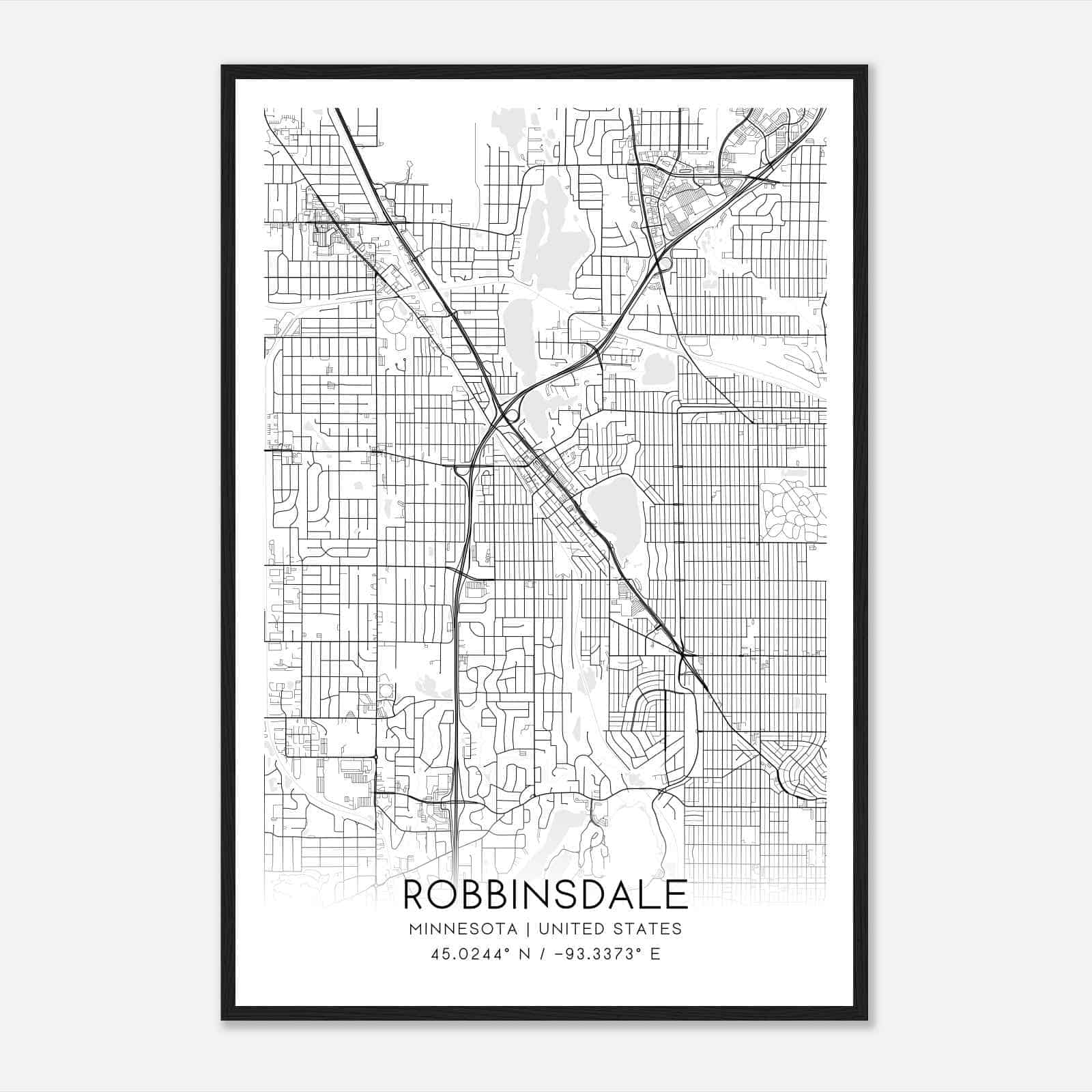 Robbinsdale Minnesota Map Poster, Modern Home Decor Wall Art Print
