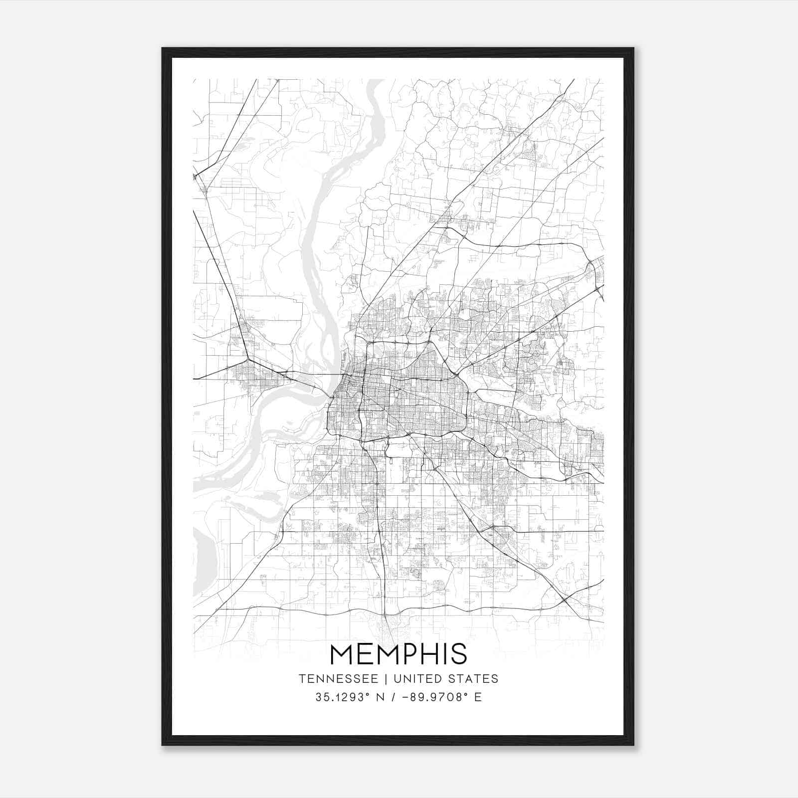 Memphis Tennessee Map Poster, Modern Home Decor Wall Art Print