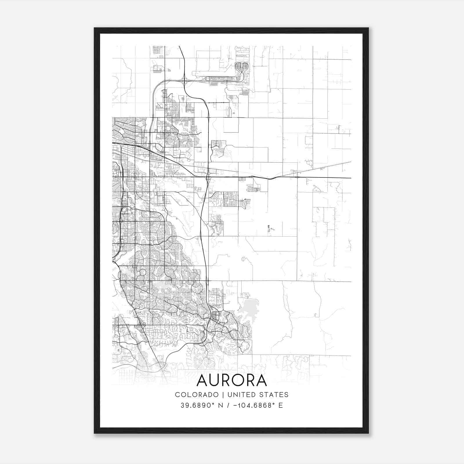 Aurora Colorado Map Poster, Modern Home Decor Wall Art Print