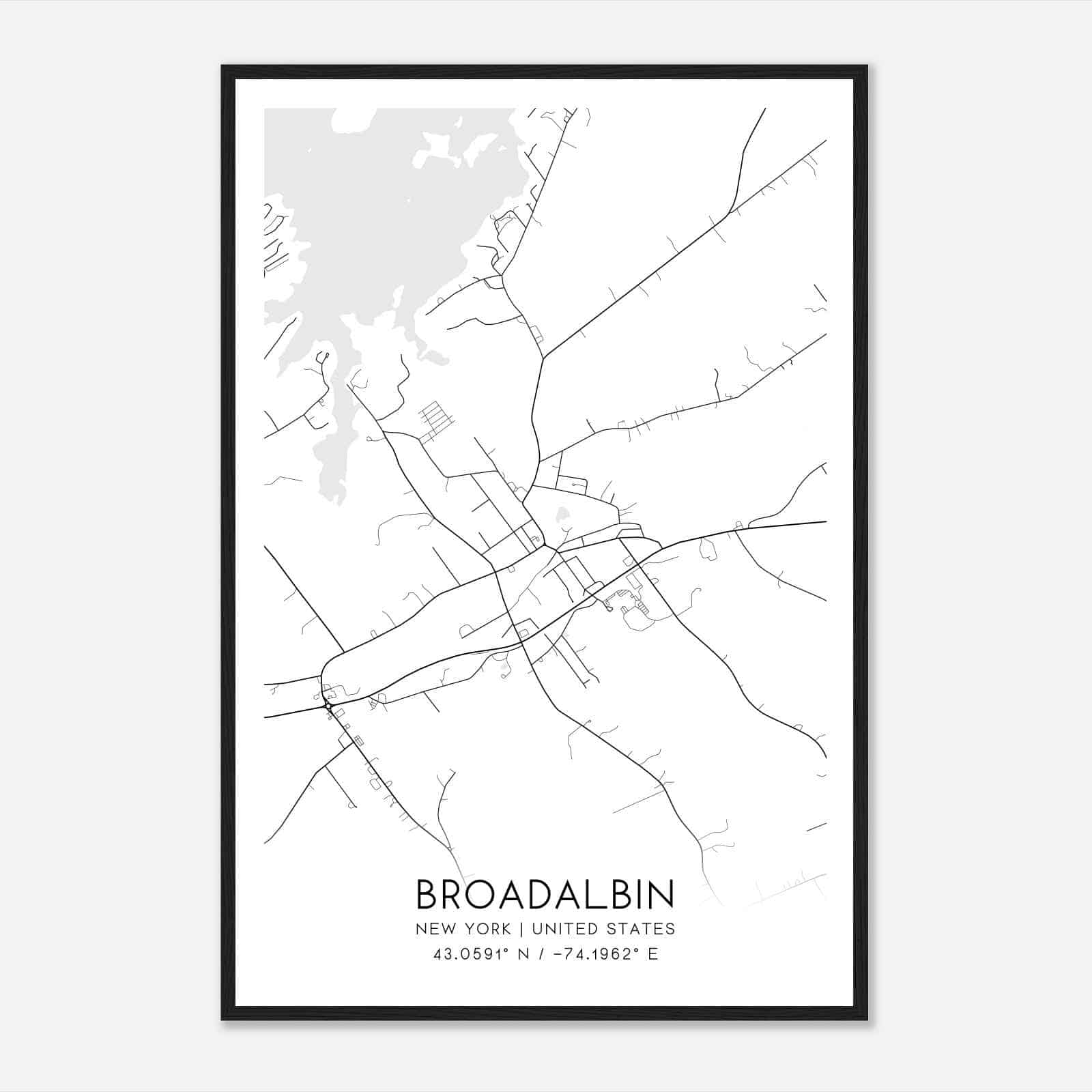 Broadalbin New York Map Poster, Modern Home Decor Wall Art Print