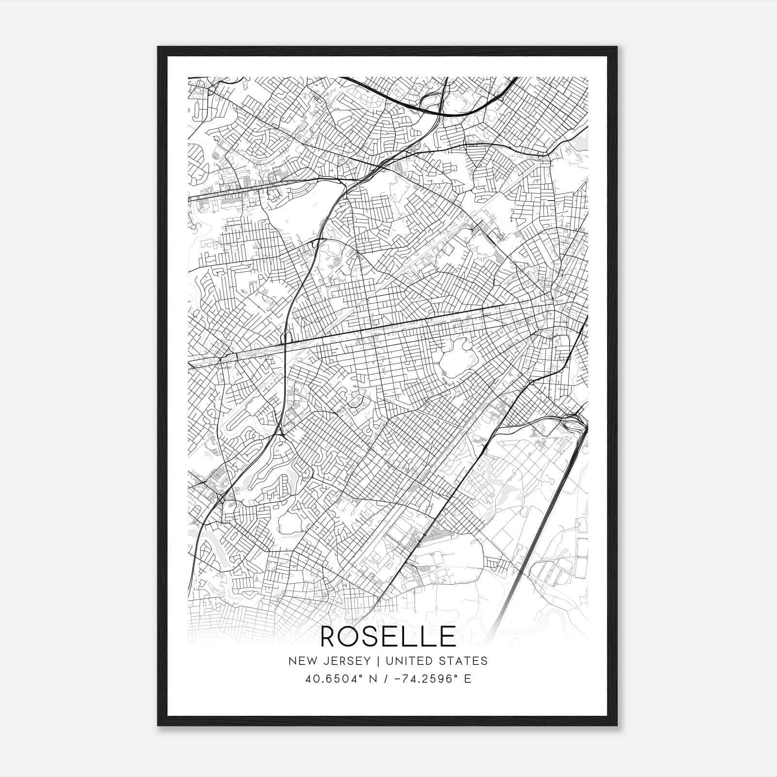 Roselle New Jersey Map Poster, Modern Home Decor Wall Art Print