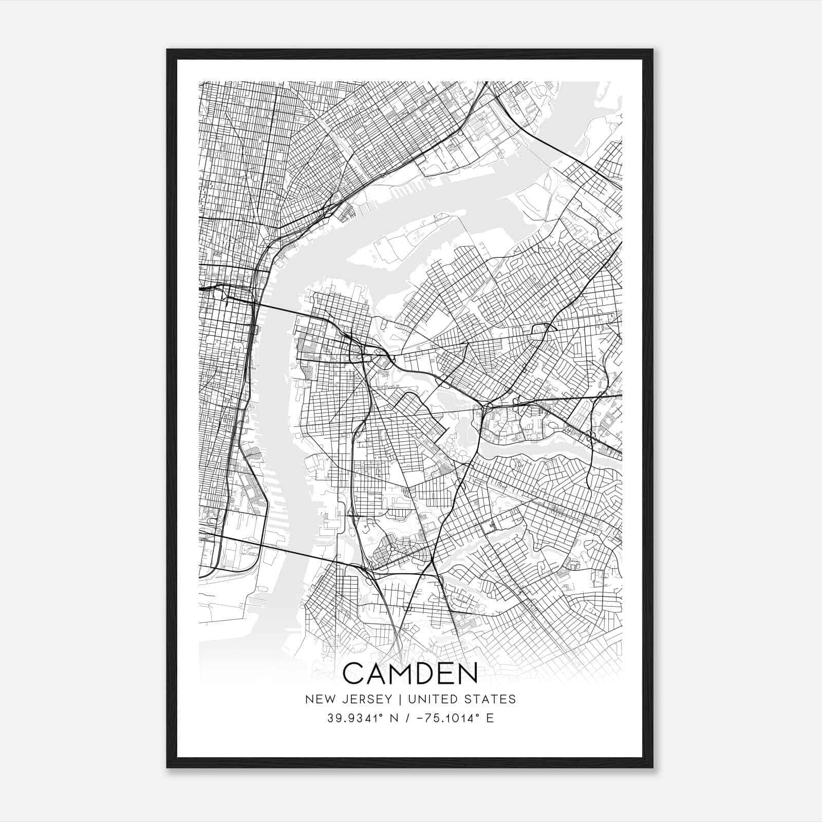 Camden New Jersey Map Poster, Modern Home Decor Wall Art Print