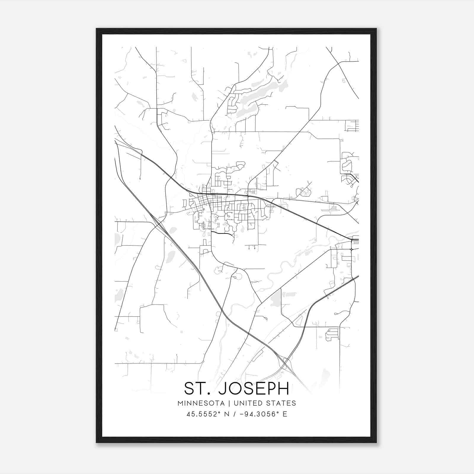 St. Joseph Minnesota Map Poster, Modern Home Decor Wall Art Print