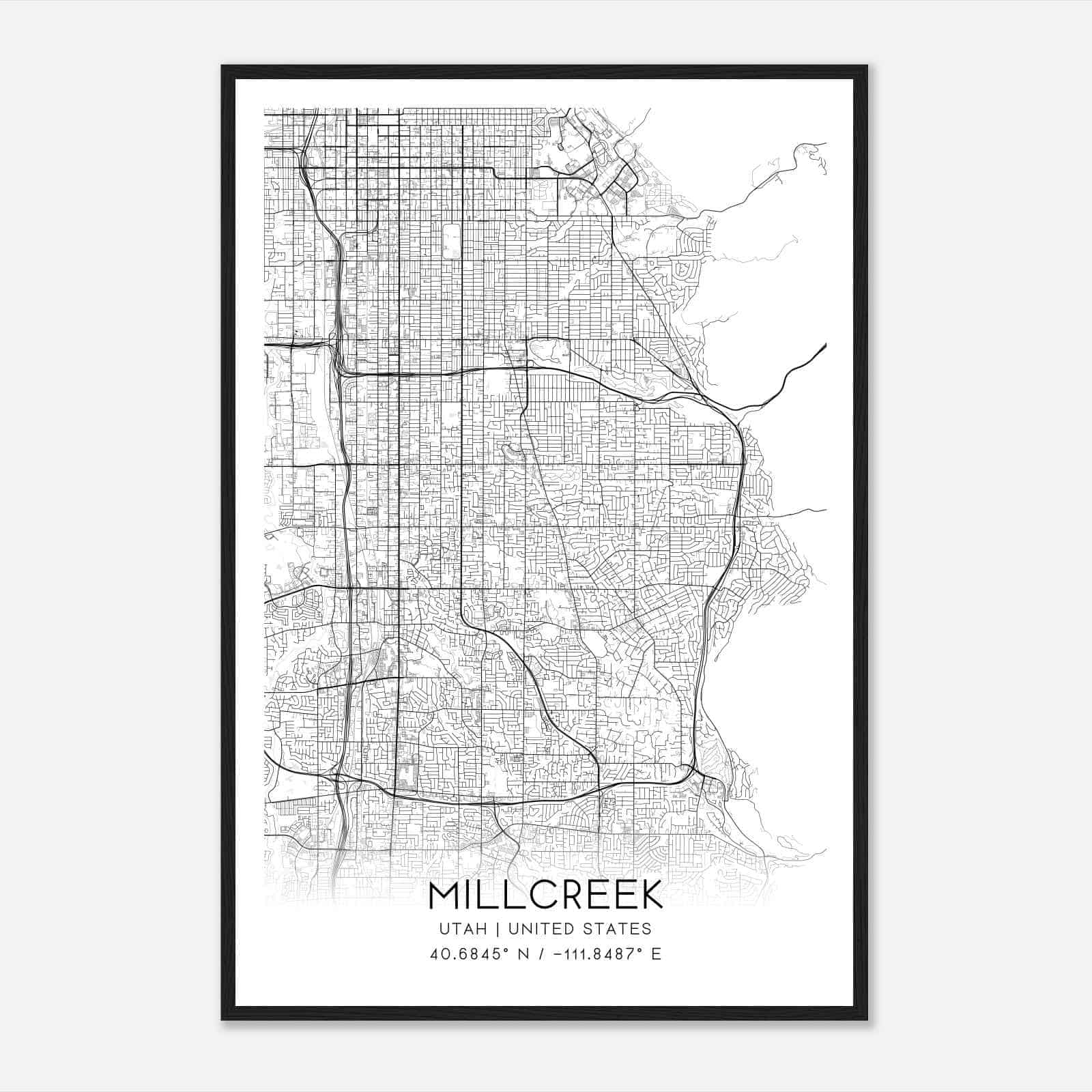 Millcreek Utah Map Poster, Modern Home Decor Wall Art Print
