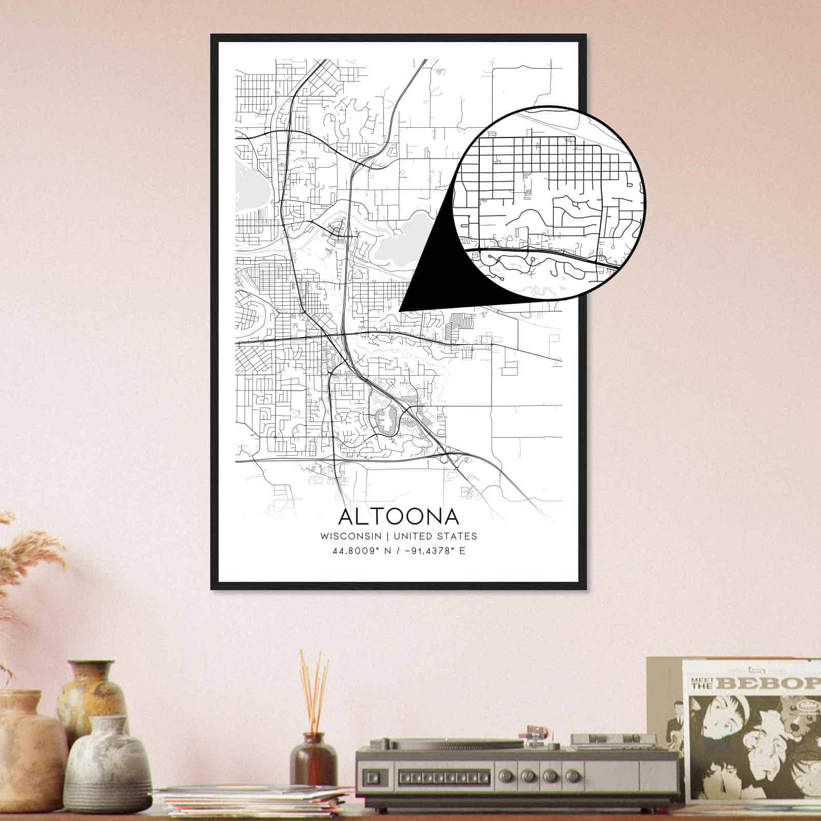 Deerfield Kansas Map Poster, Modern Home Decor Wall Art Print (Copy)