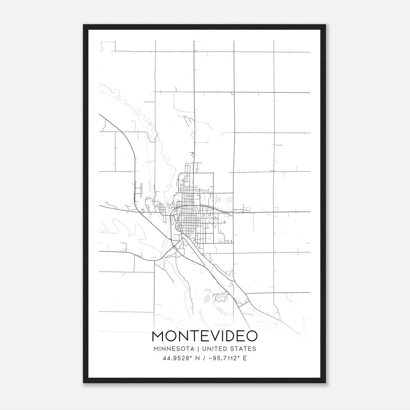 Montevideo Minnesota Map Poster, Modern Home Decor Wall Art Print