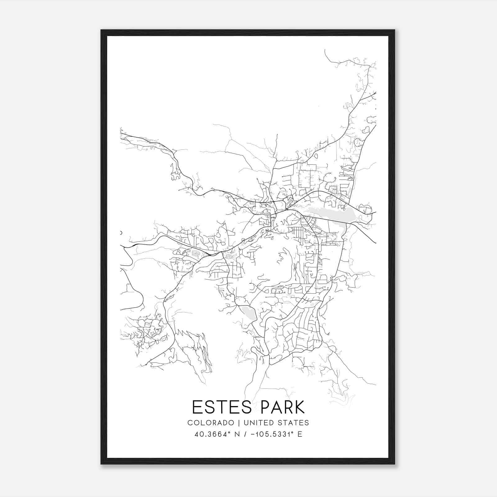 Estes Park Colorado Map Poster, Modern Home Decor Wall Art Print