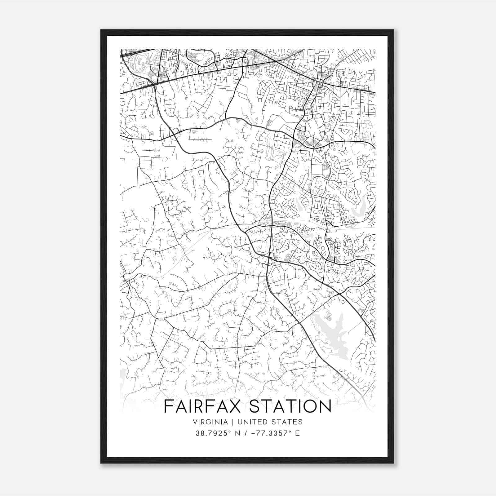 Fairfax Station Virginia Map Poster, Modern Home Decor Wall Art Print