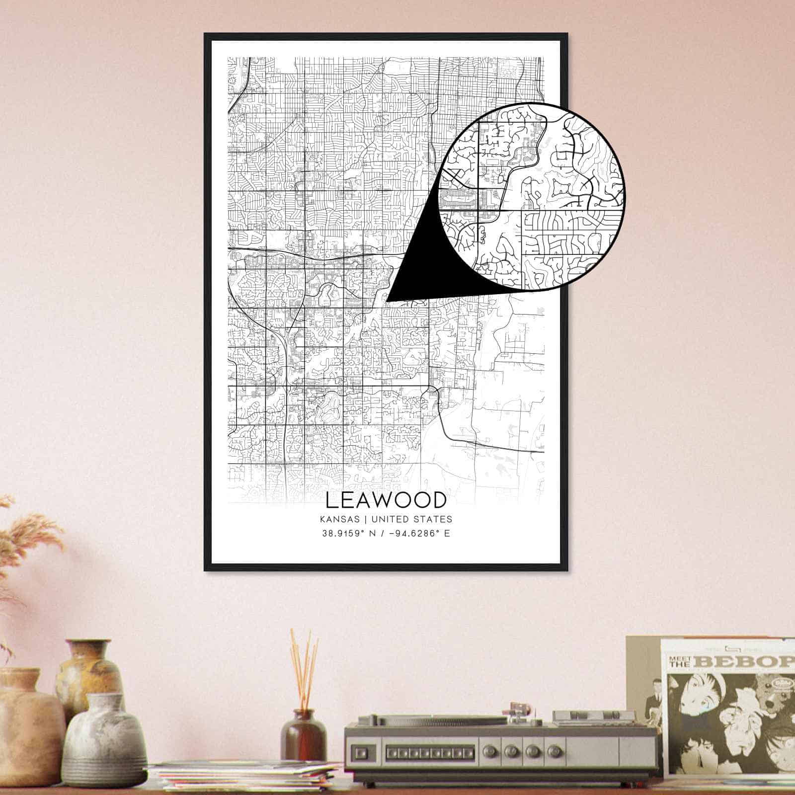 Deerfield Kansas Map Poster, Modern Home Decor Wall Art Print (Copy)