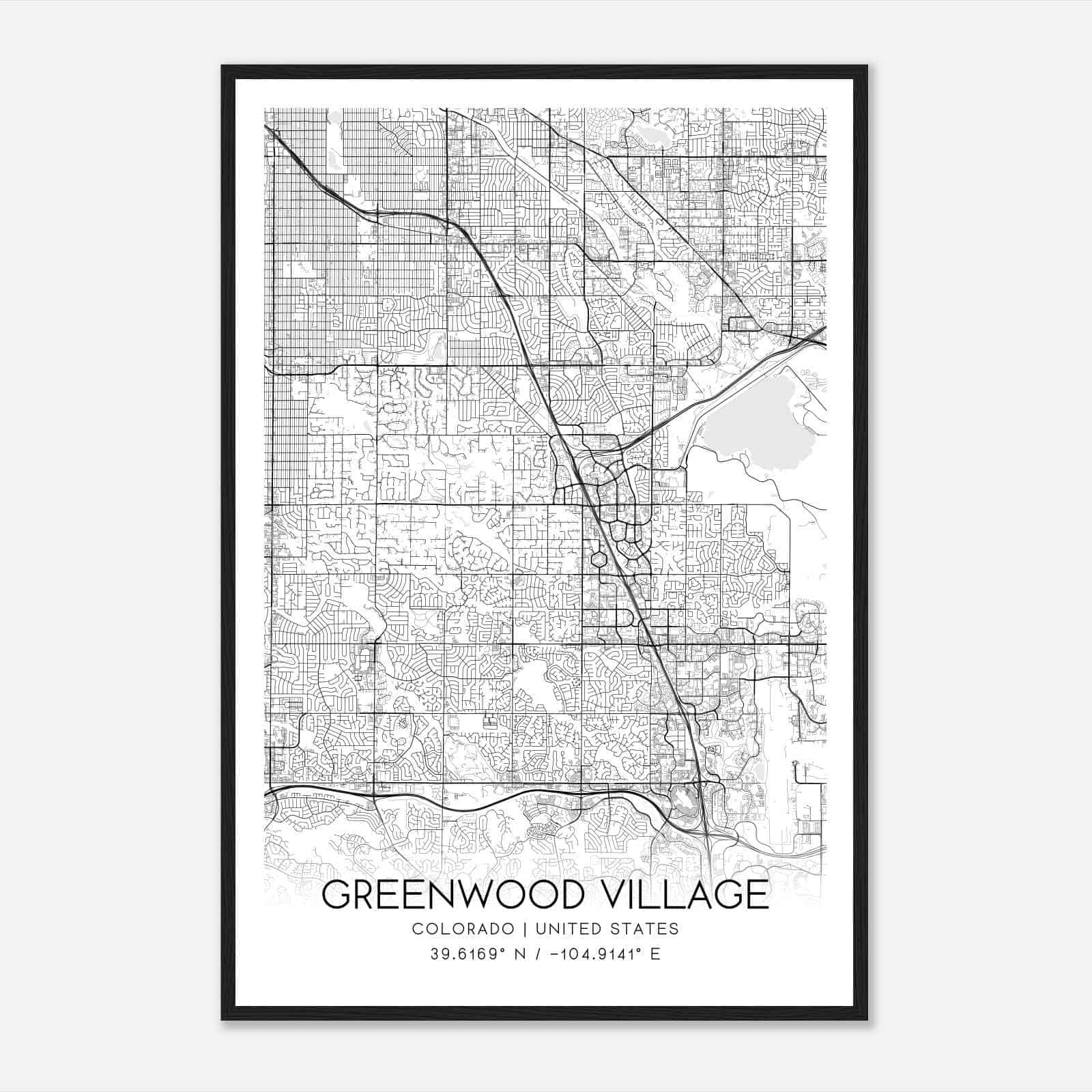 Greenwood Village Colorado Map Poster, Modern Home Decor Wall Art Print