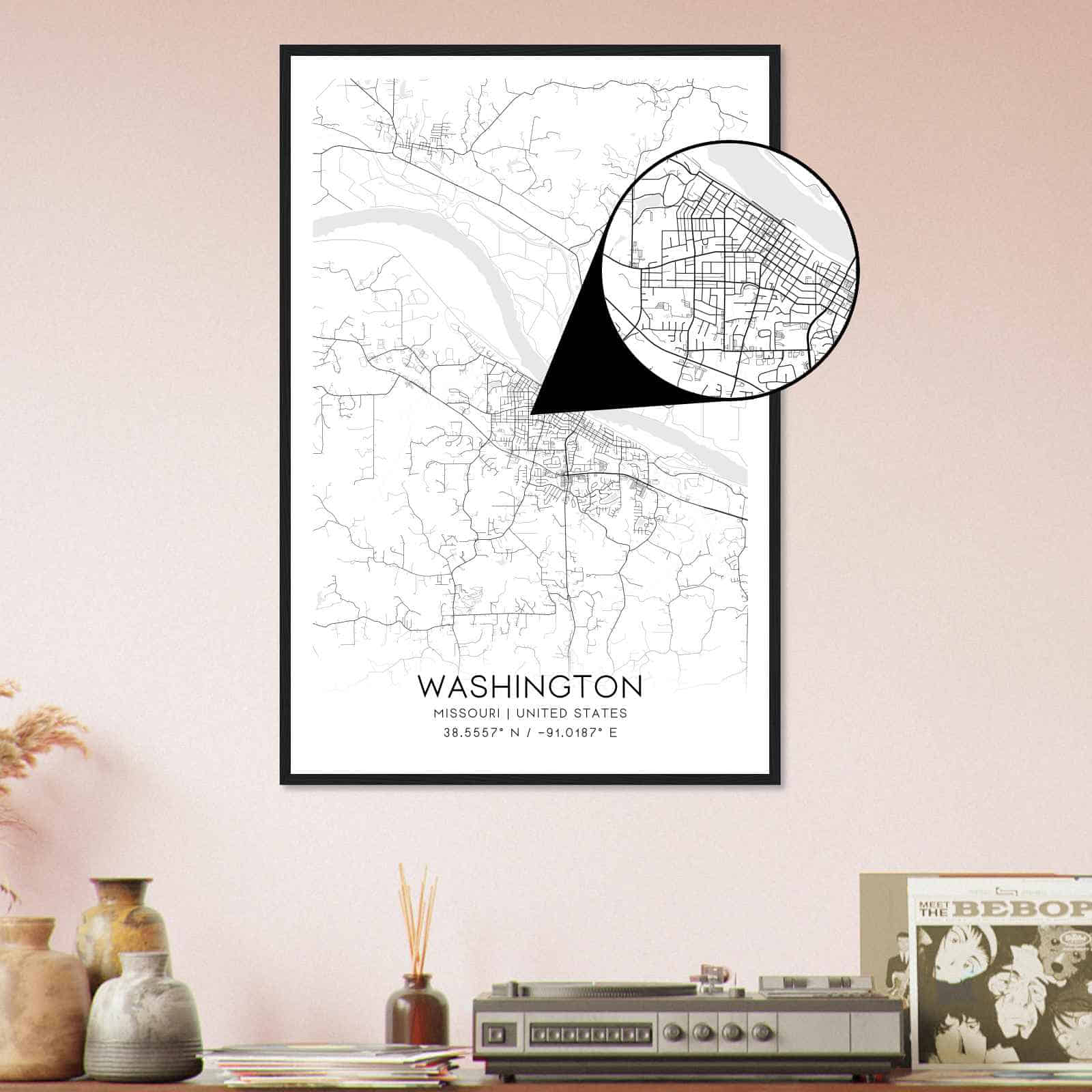 Deerfield Kansas Map Poster, Modern Home Decor Wall Art Print (Copy)