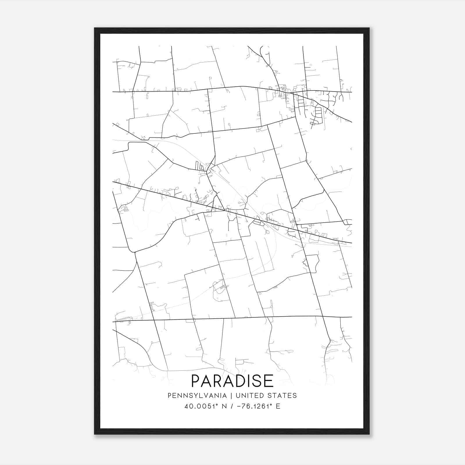 Paradise Pennsylvania Map Poster, Modern Home Decor Wall Art Print Paradise Pennsylvania Map Poster, Modern Home Decor Wall Art Print