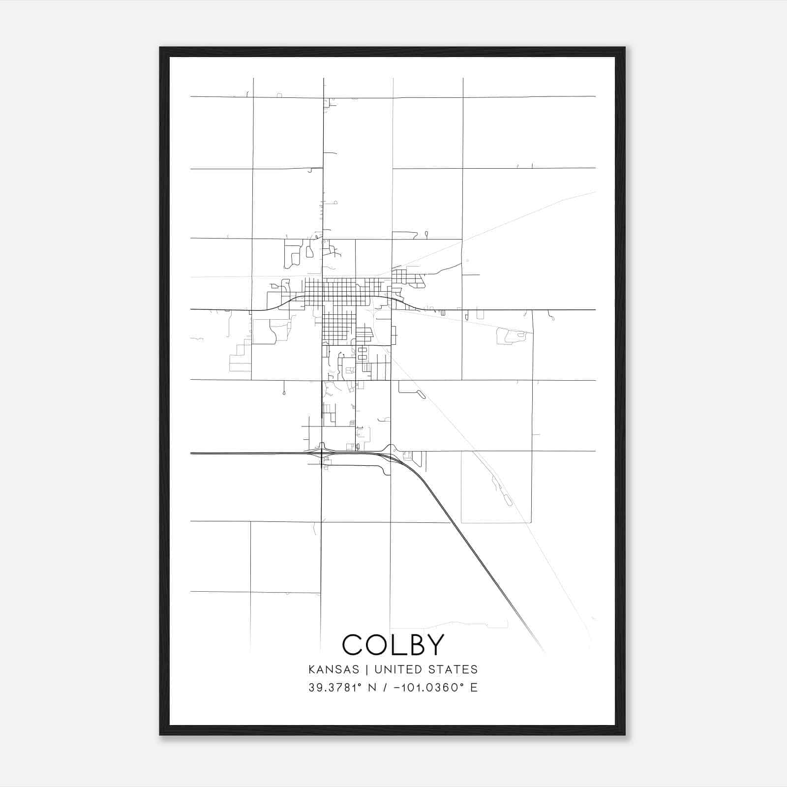 Colby Kansas Map Poster, Modern Home Decor Wall Art Print - Custom Maps
