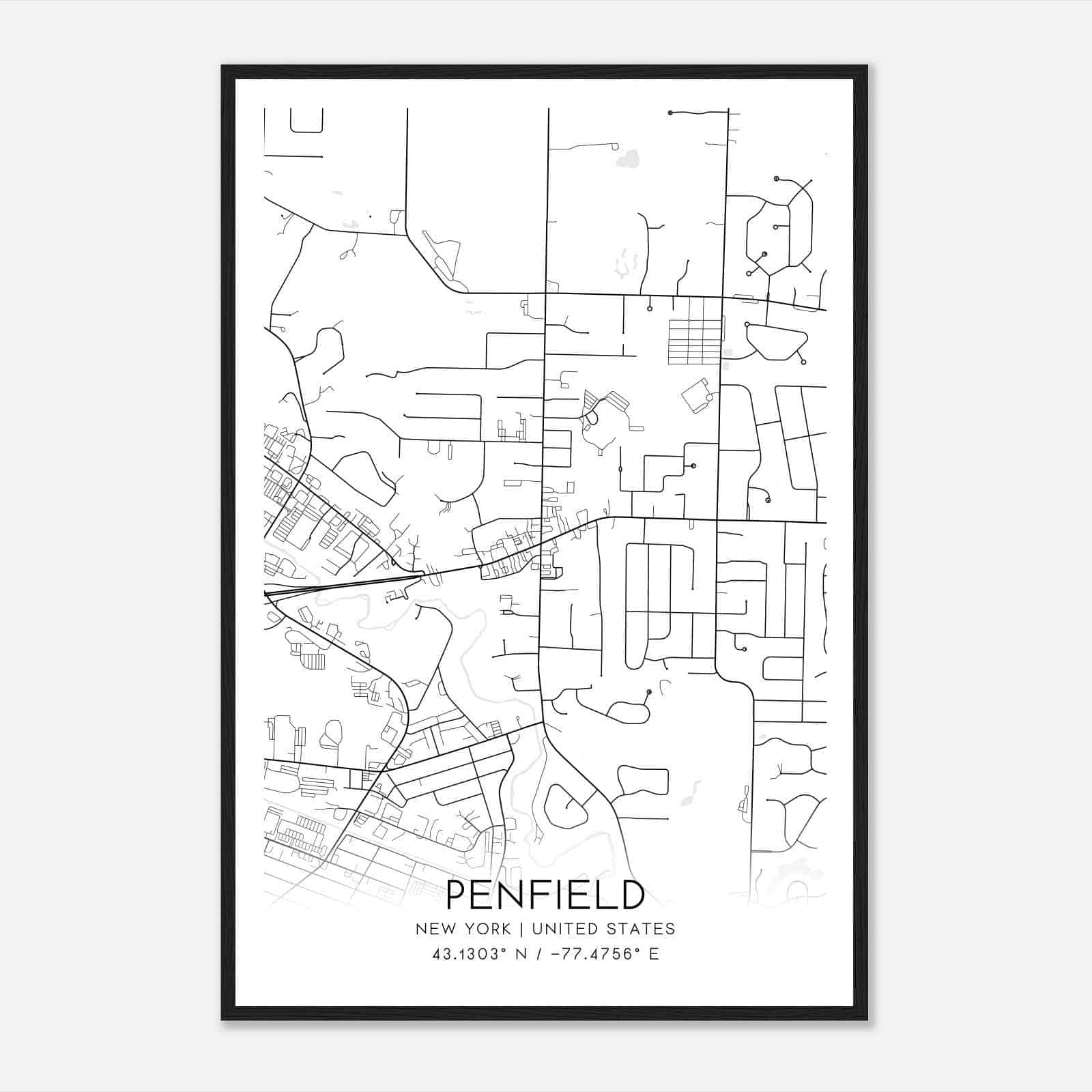 Penfield New York Map Poster, Modern Home Decor Wall Art Print Penfield New York Map Poster, Modern Home Decor Wall Art Print