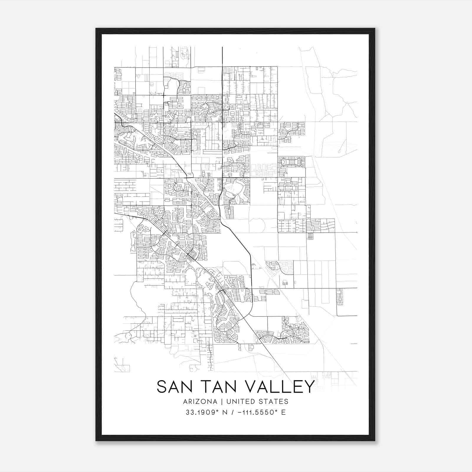 San Tan Valley Arizona Map Poster, Modern Home Decor Wall Art Print San Tan Valley Arizona Map Poster, Modern Home Decor Wall Art Print