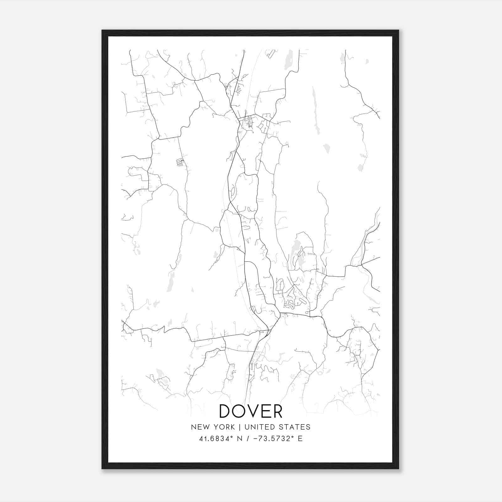 Dover New York Map Poster, Modern Home Decor Wall Art Print