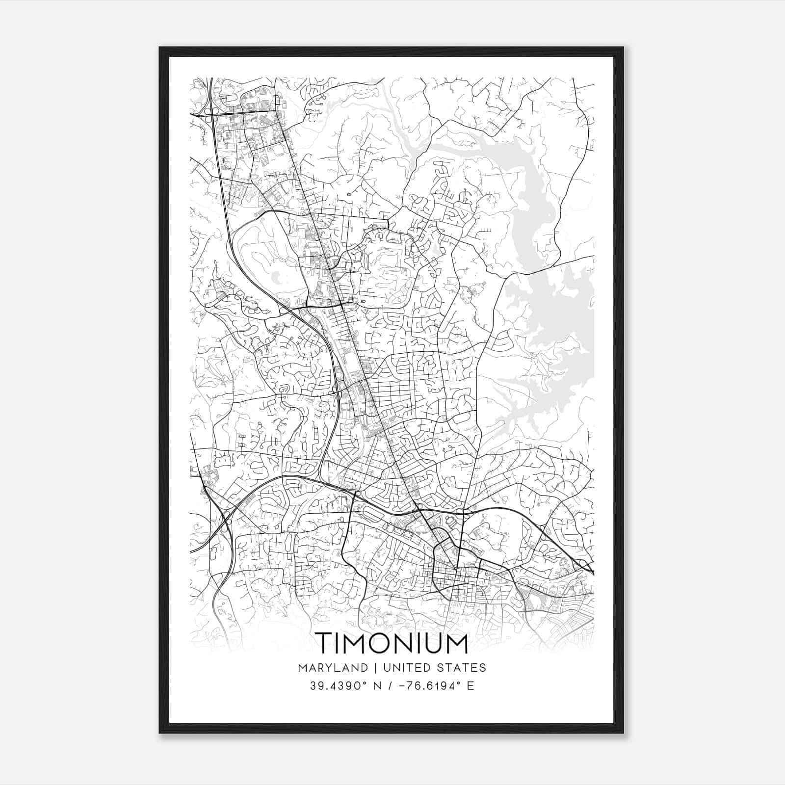 Timonium Maryland Map Poster, Modern Home Decor Wall Art Print