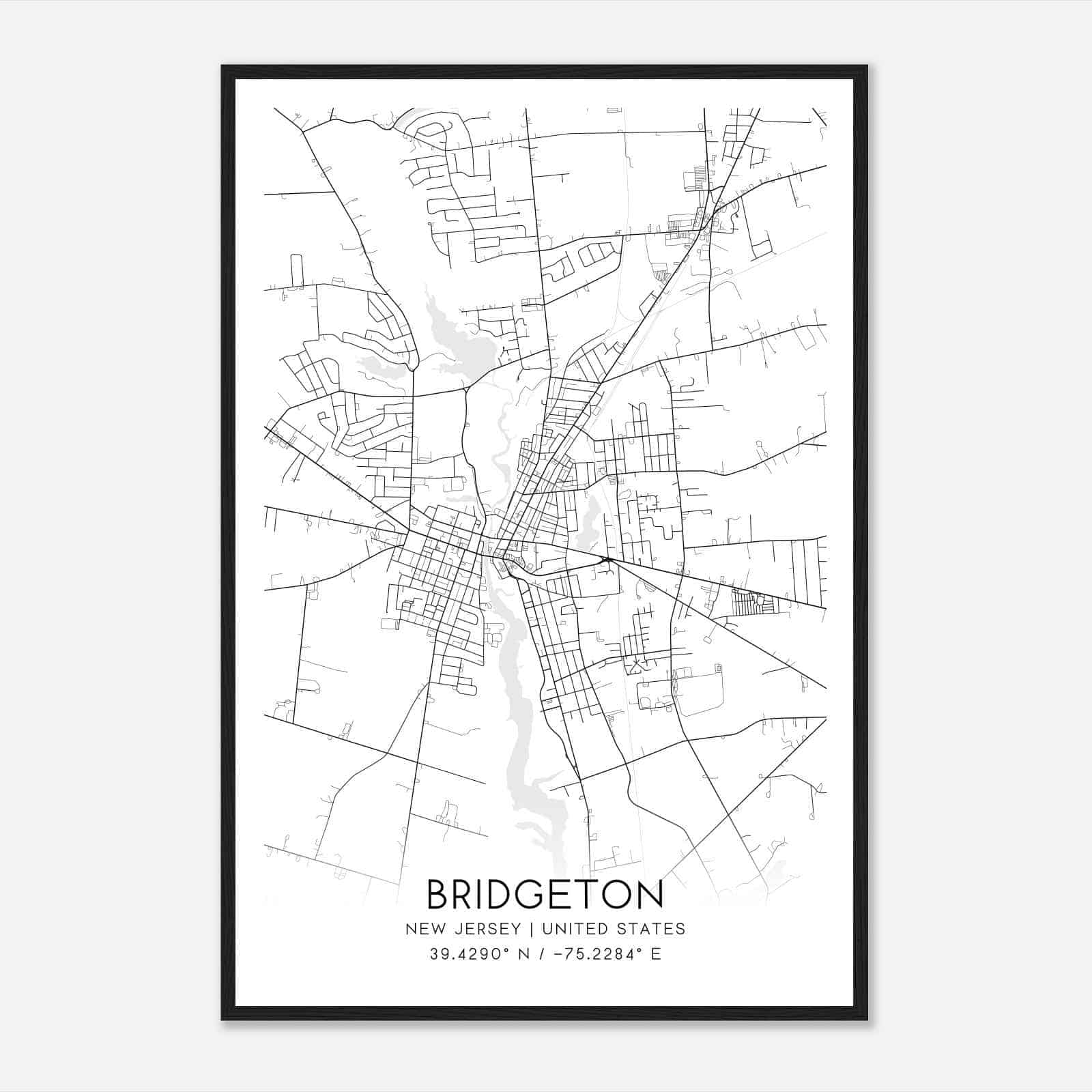 Bridgeton New Jersey Map Poster, Modern Home Decor Wall Art Print